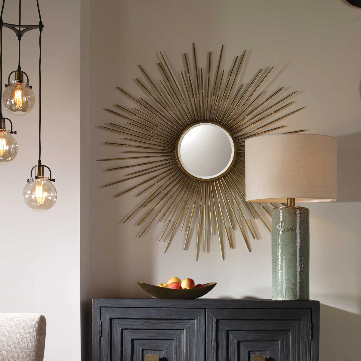 Uttermost Golden Rays Round Mirror
