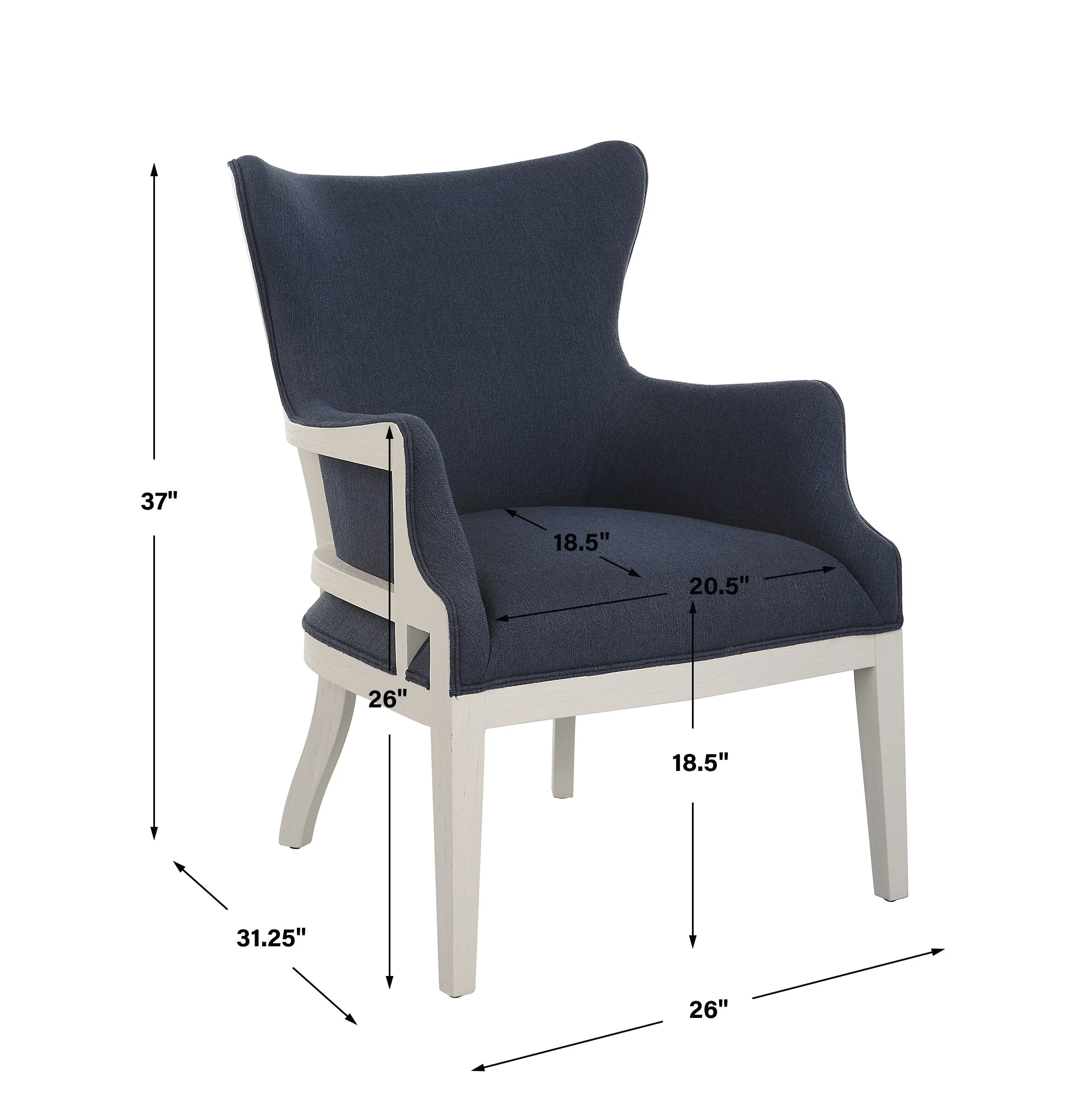 Uttermost Gordonston Blue Fabric Accent Chair - Image 3