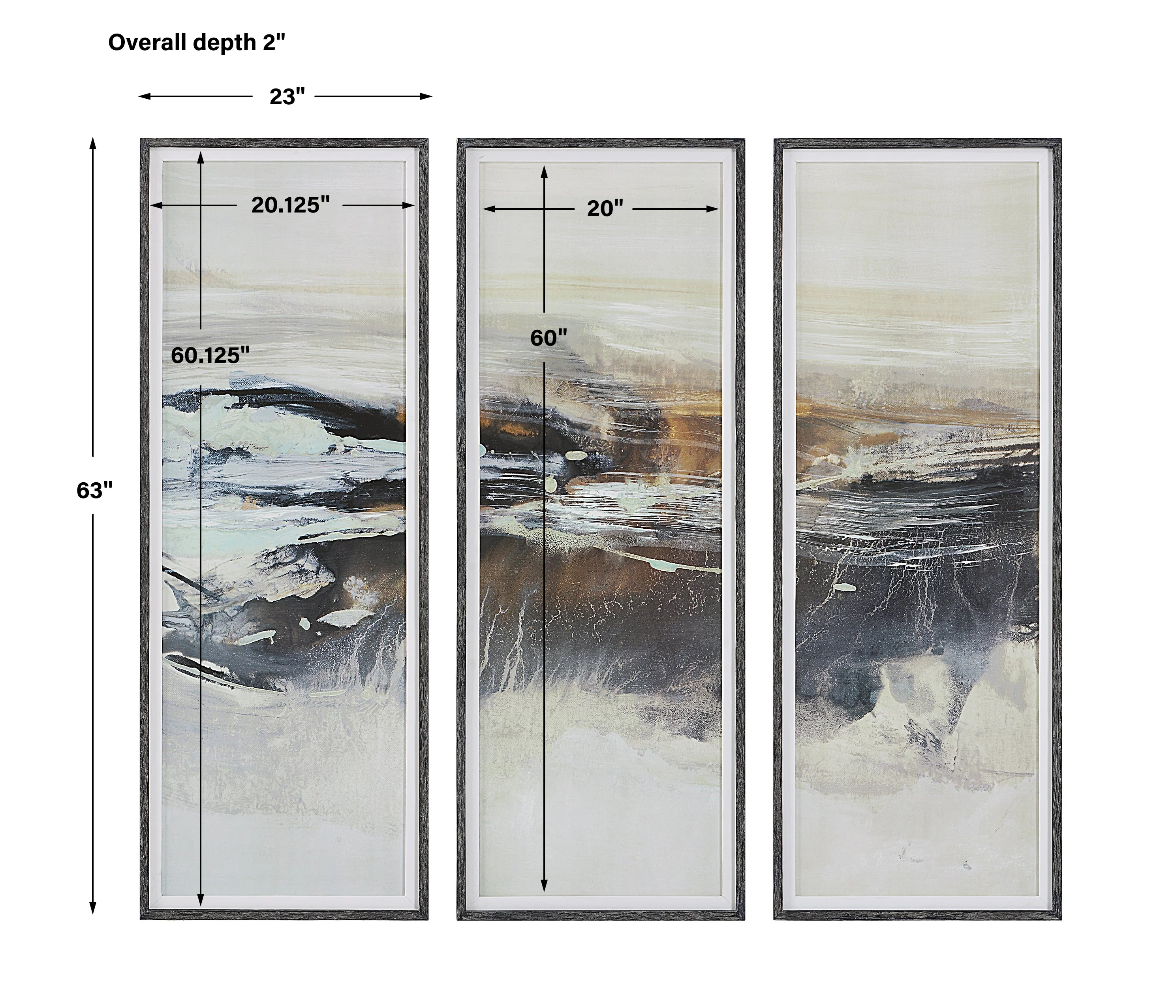 Uttermost Graphite Horizon Framed Prints, Set/3 - Image 3