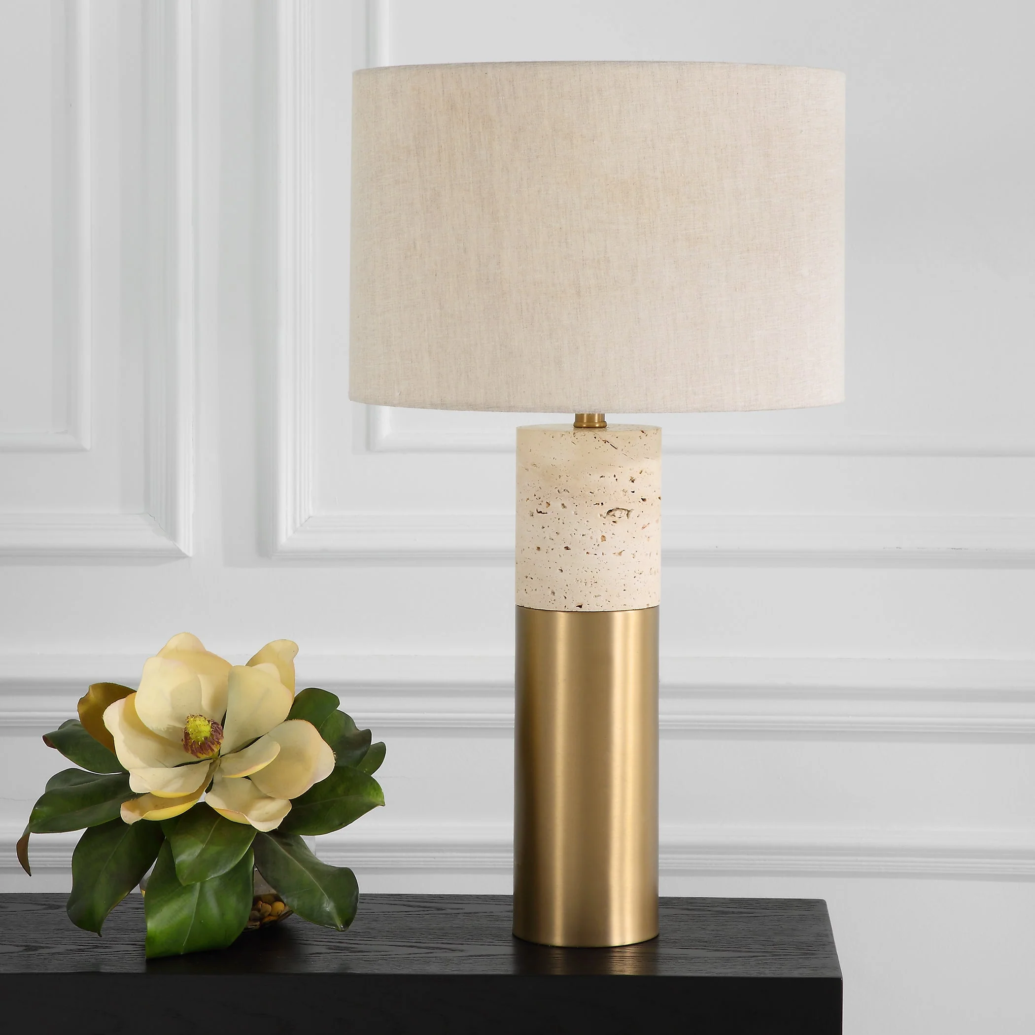 Uttermost Gravitas Elegant Brass & Stone Lamp - Image 4