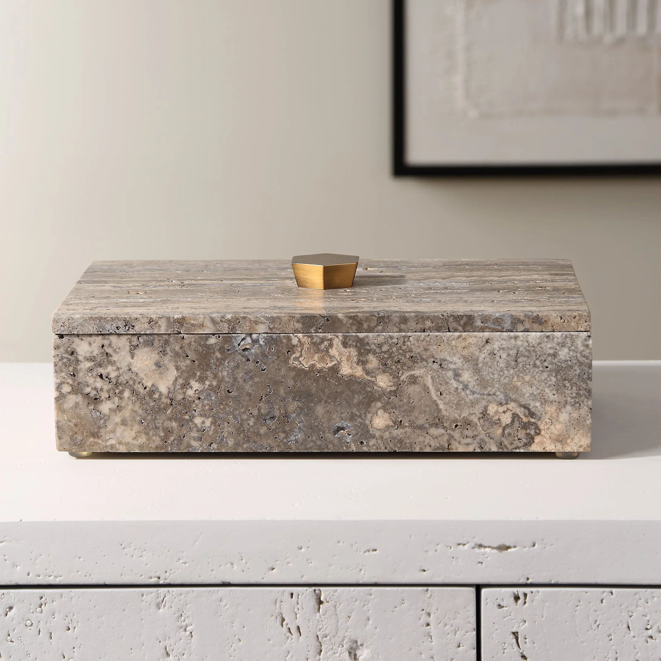 Uttermost Griseus Travertine Stone Box - Image 2
