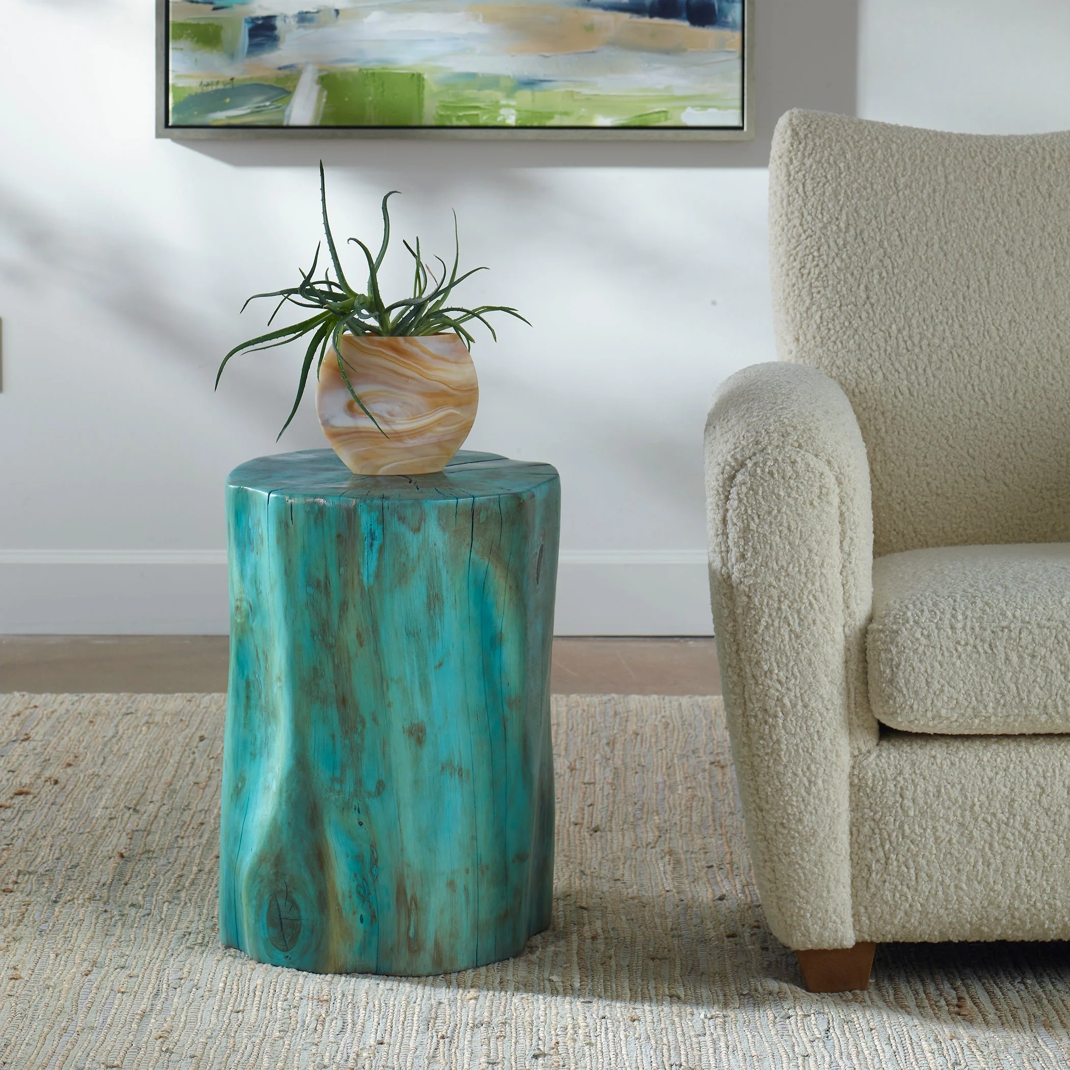 Uttermost Habitat Blue Accent Stool - Image 2