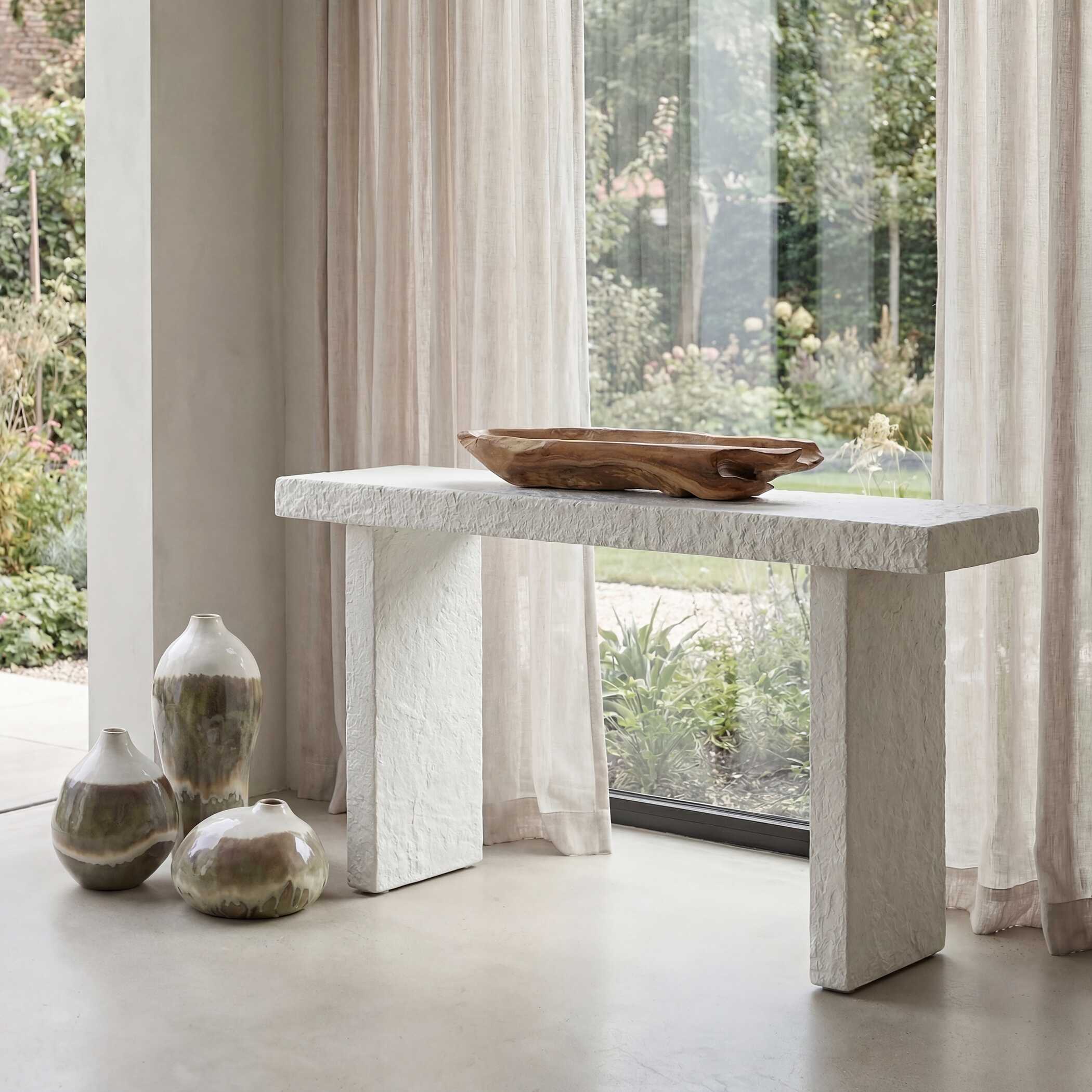 Uttermost Hagan Indoor-Outdoor Limestone Console Table - Image 2