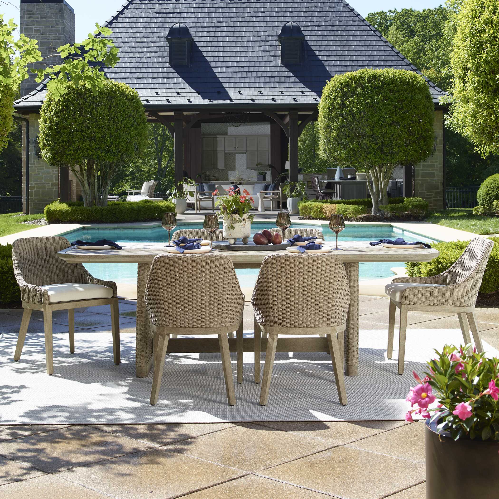Uttermost Harbor Herringbone Indoor-Outdoor Dining Table - Image 3