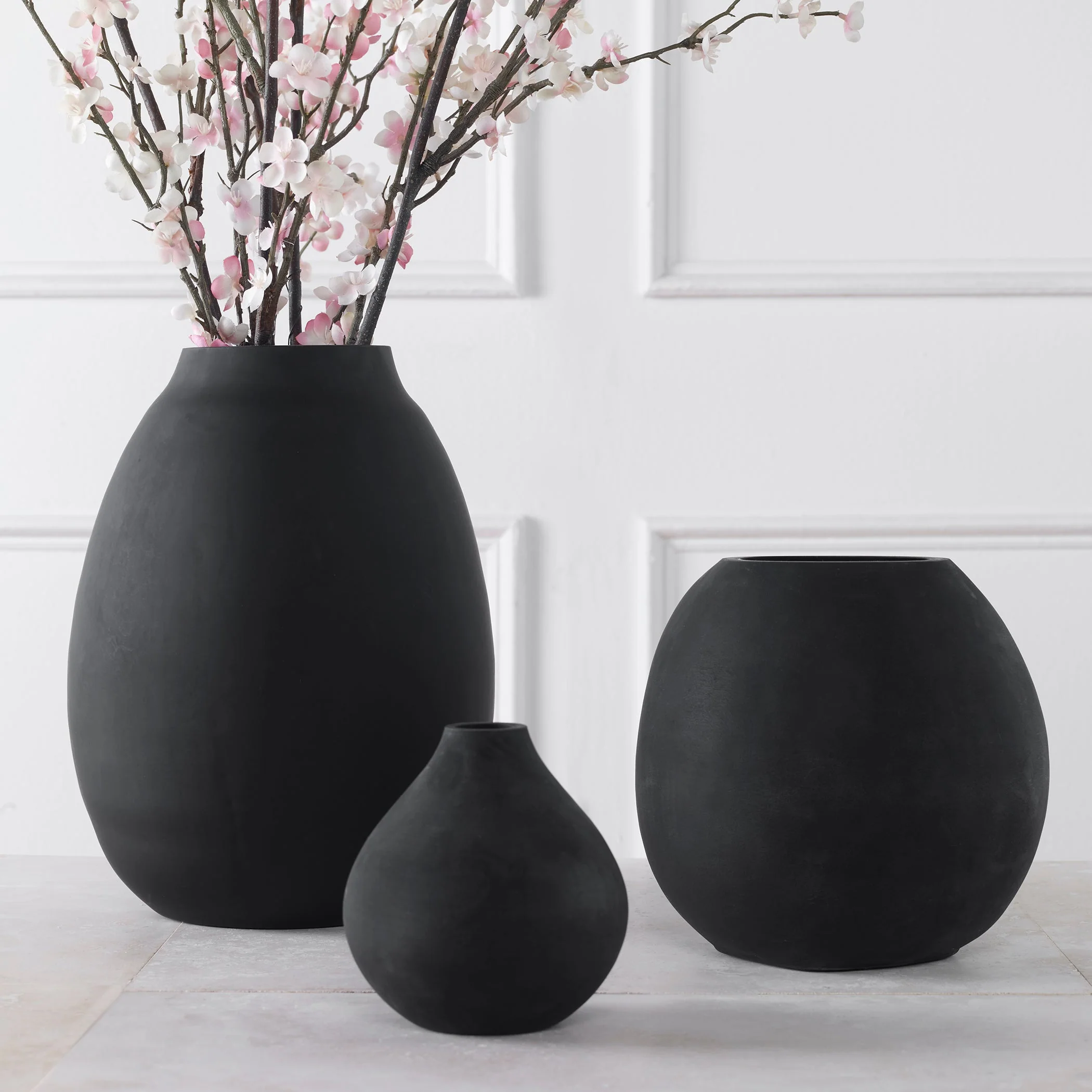 Uttermost Hearth Matte Black Vases, Set/3 - Image 2