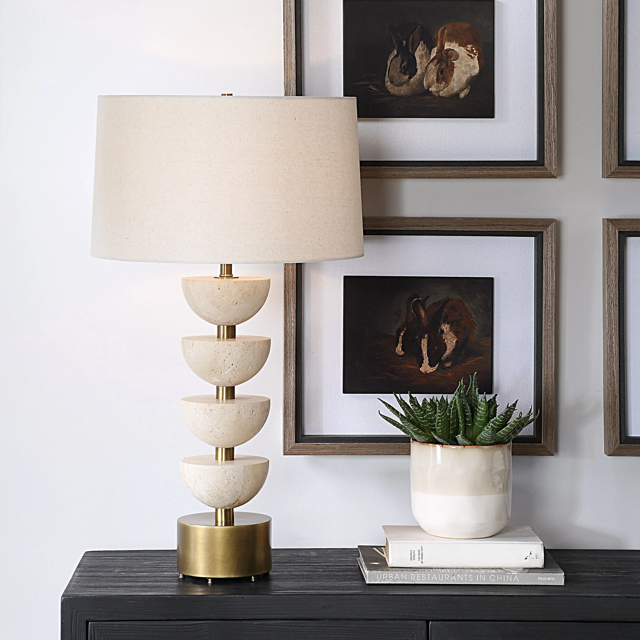 Uttermost Hemisphere Travertine Table Lamp - Image 2