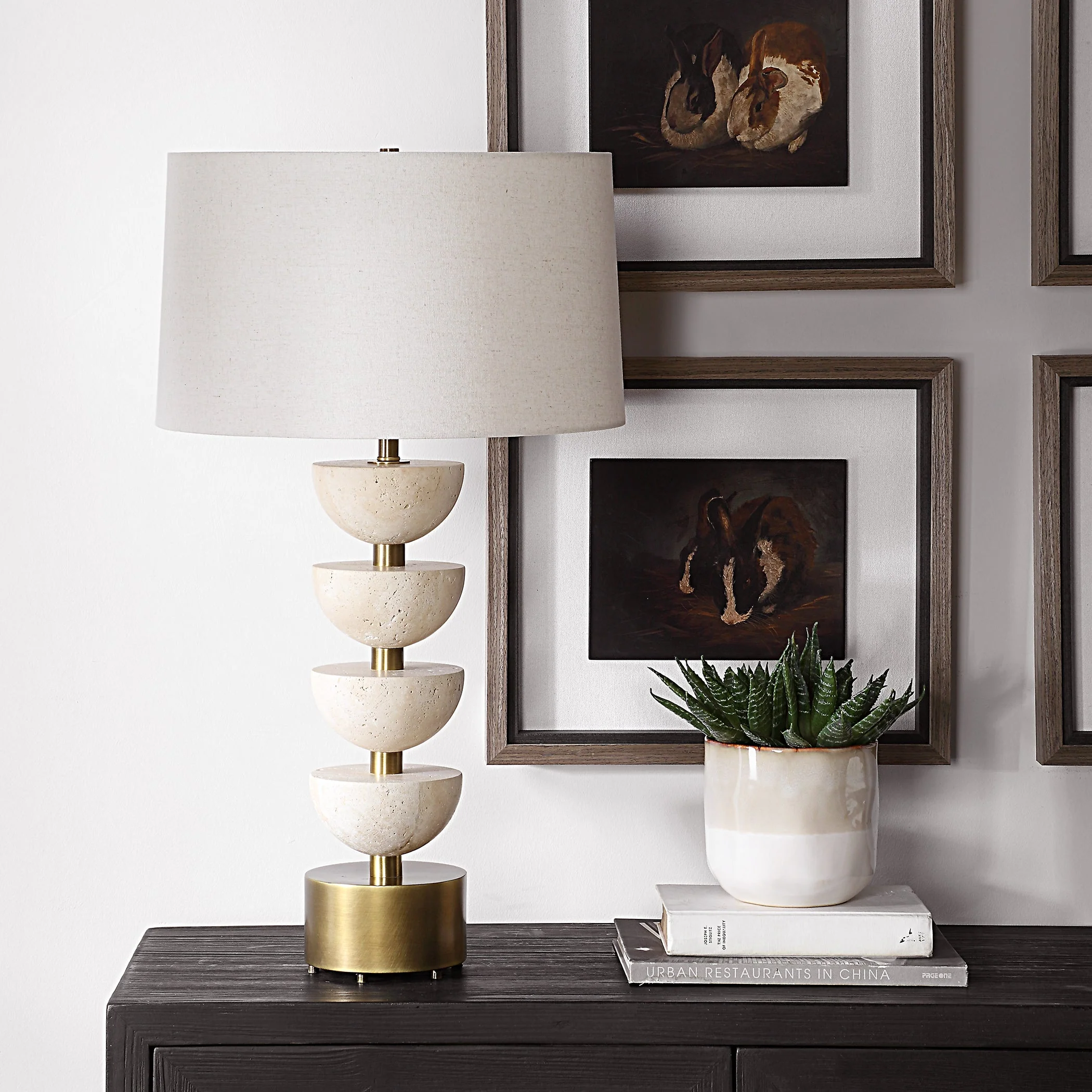 Uttermost Hemisphere Travertine Table Lamp - Image 3