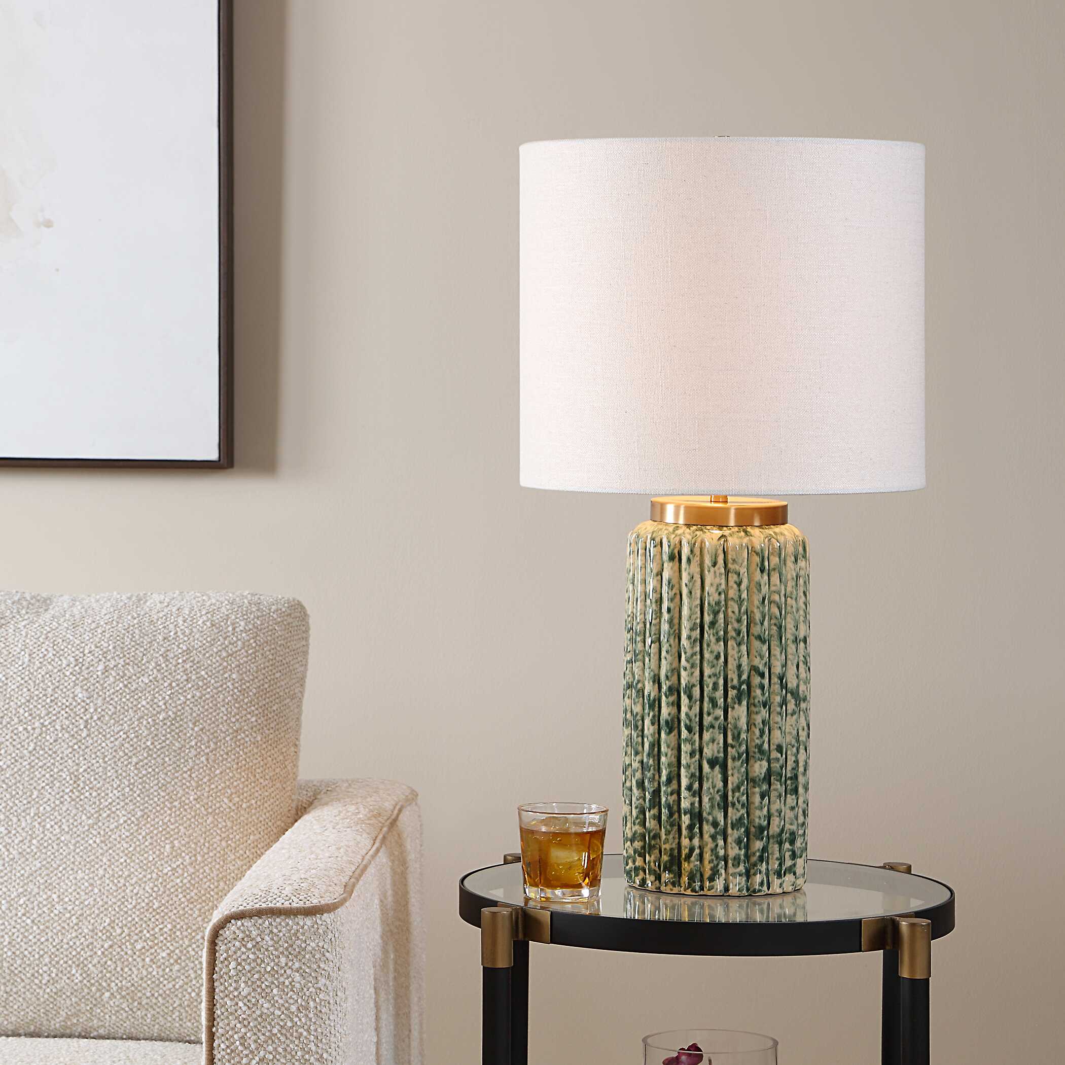 Uttermost Hensley Ivory & Green Table Lamp - Image 2