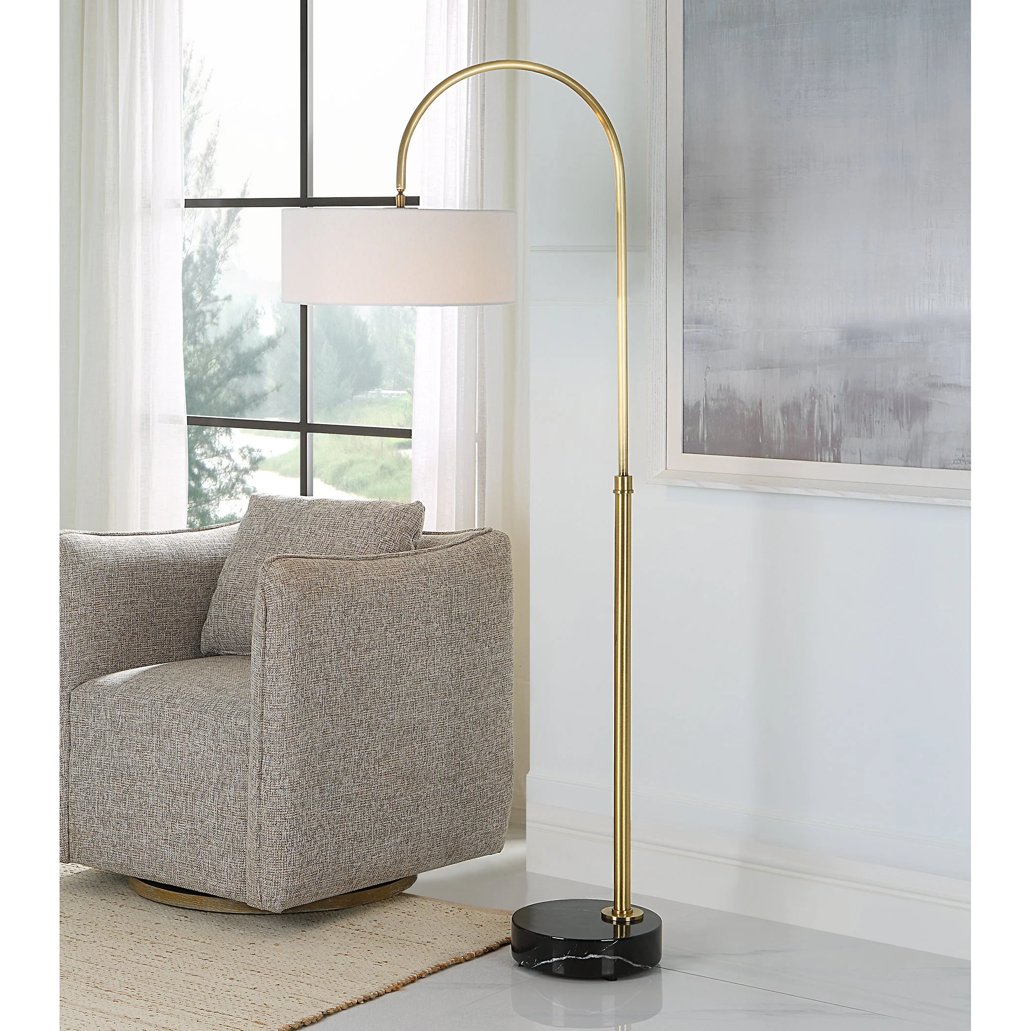 Uttermost Huxford Brass Arch Floor Lamp - Image 2