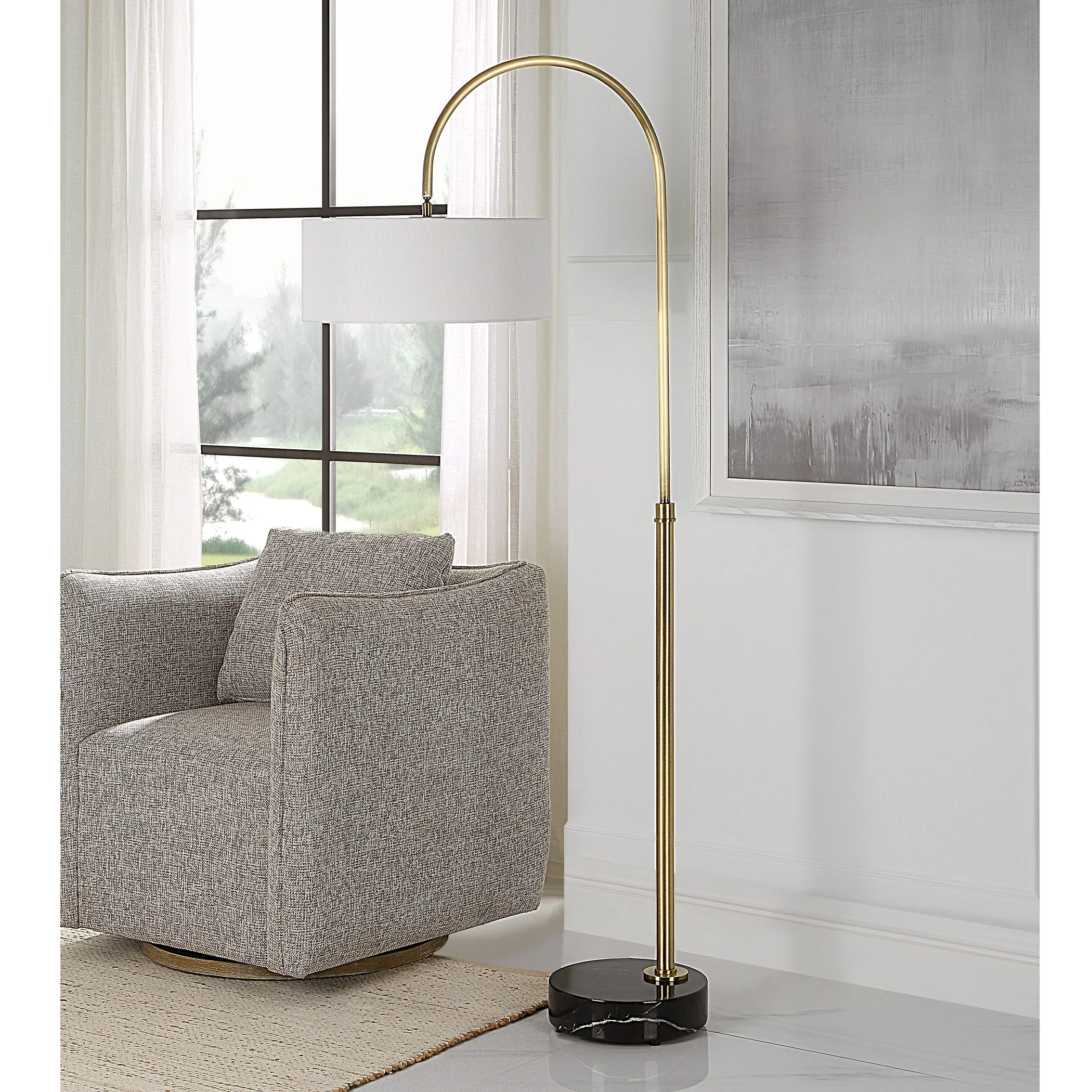 Uttermost Huxford Brass Arch Floor Lamp - Image 3