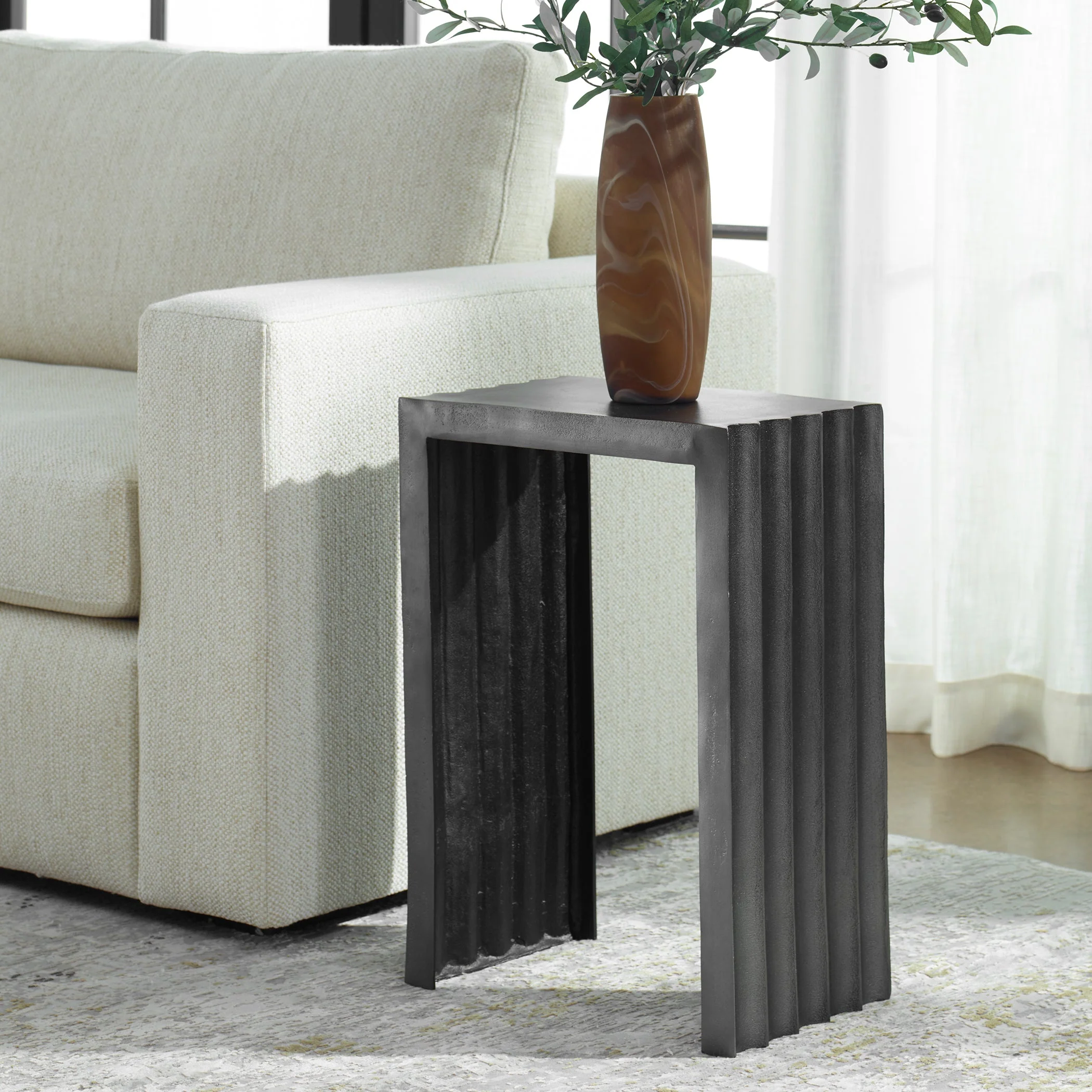 Uttermost In The Groove Aluminum Accent Table - Image 2