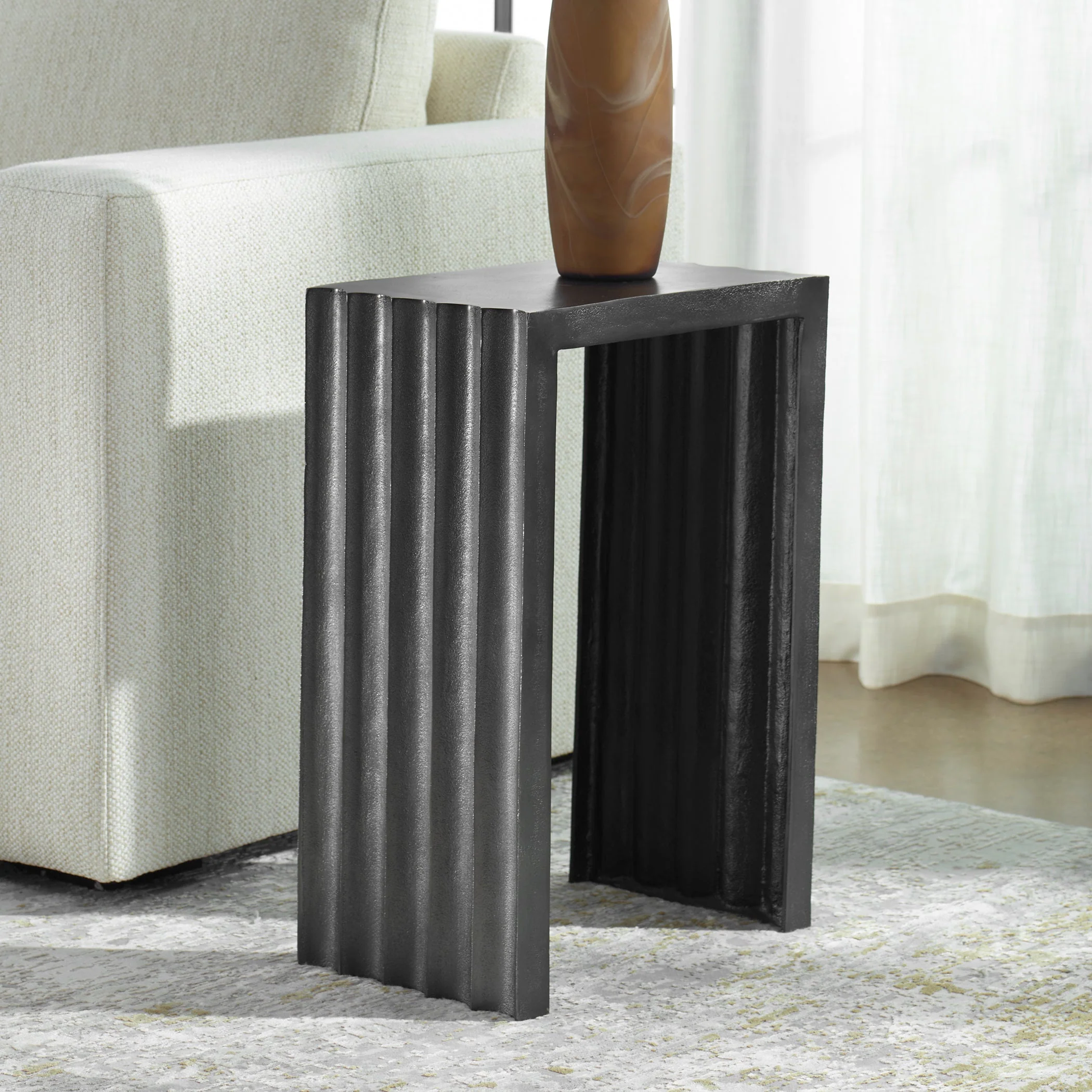 Uttermost In The Groove Aluminum Accent Table - Image 3