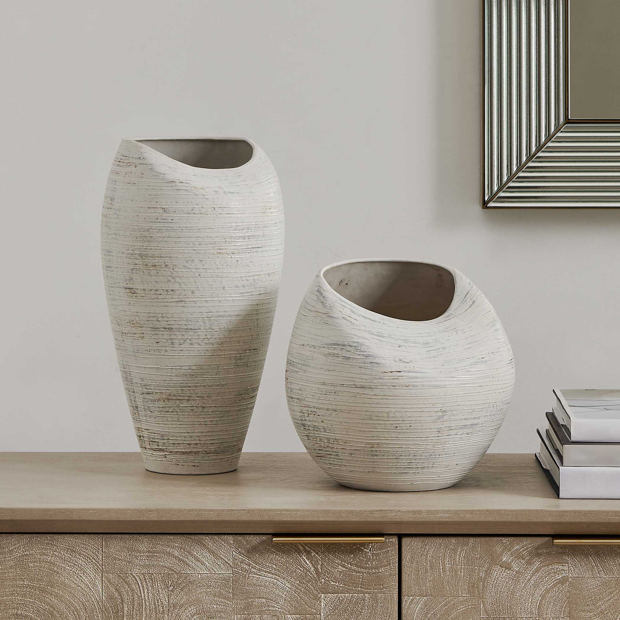 Uttermost Inara Indoor-Outdoor White Vases Set/2 - Image 2