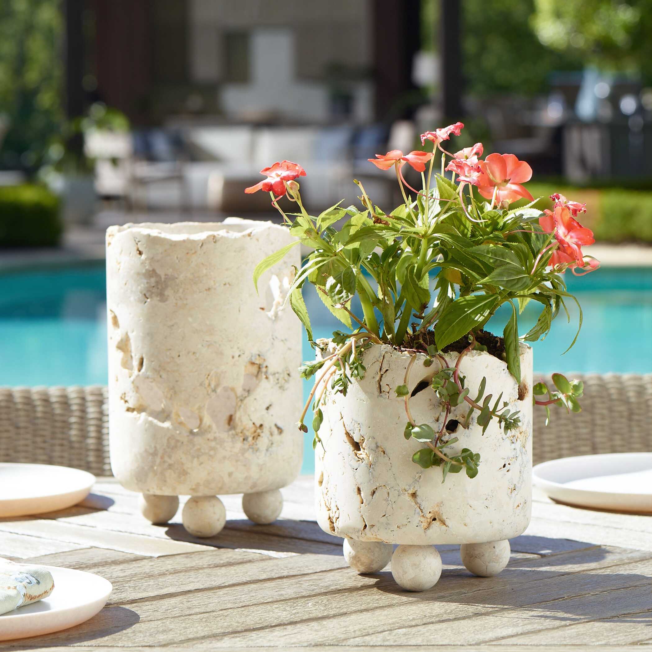 Uttermost Indoor-Outdoor Quarried Stone Candleholders, S/2 - Image 2