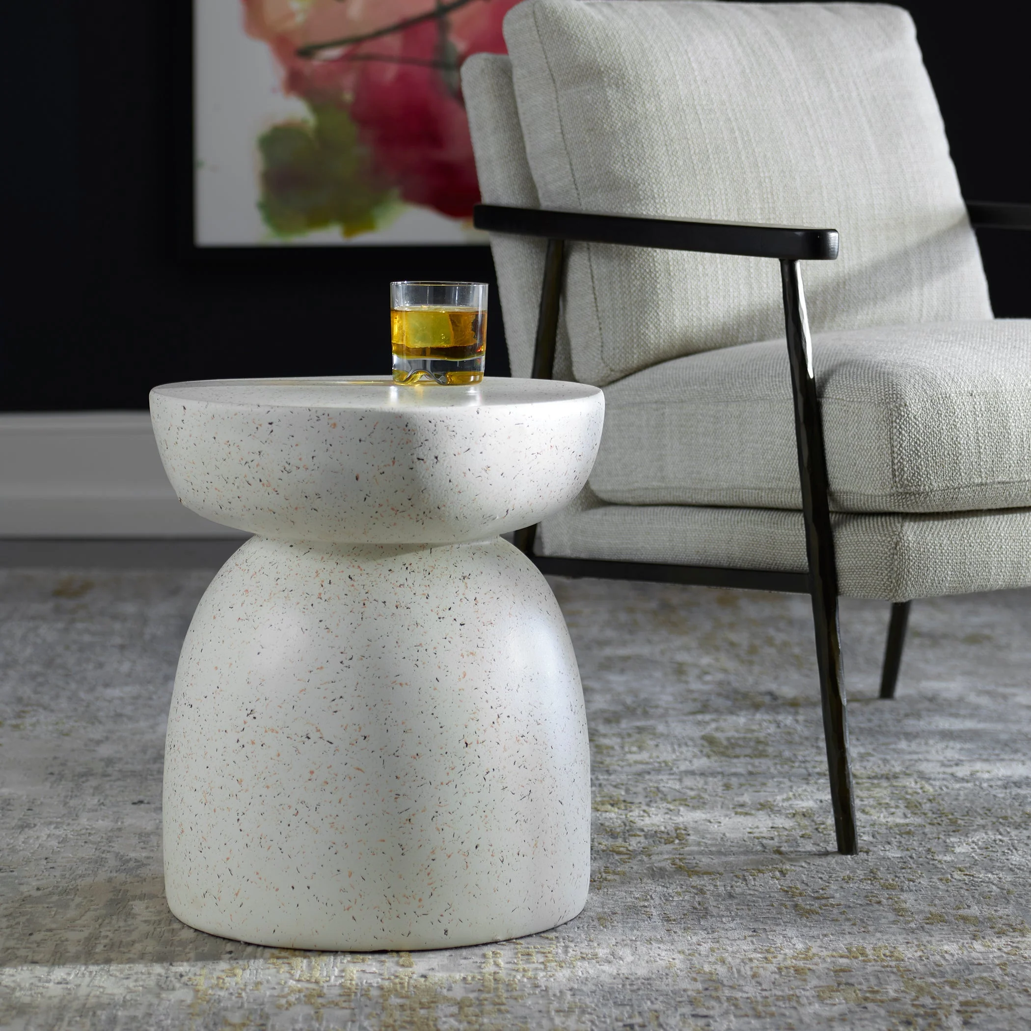 Uttermost Inhale Cast White Accent Table - Image 2