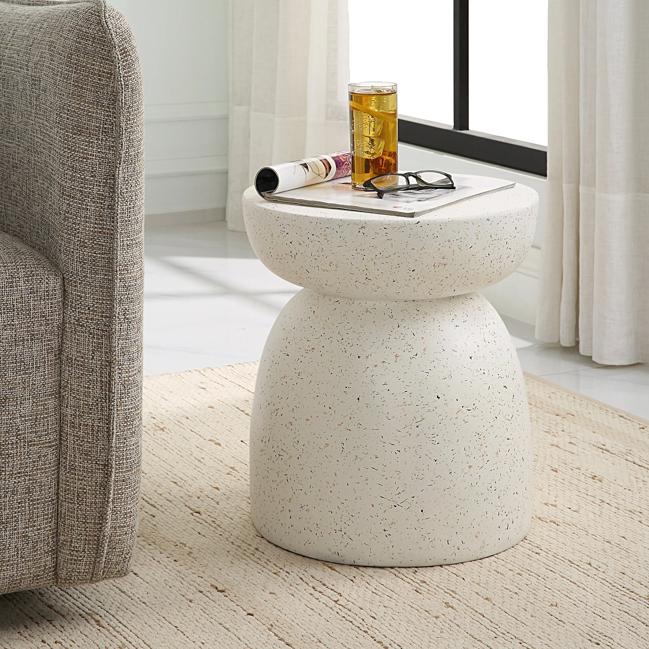 Uttermost Inhale Cast White Accent Table - Image 3