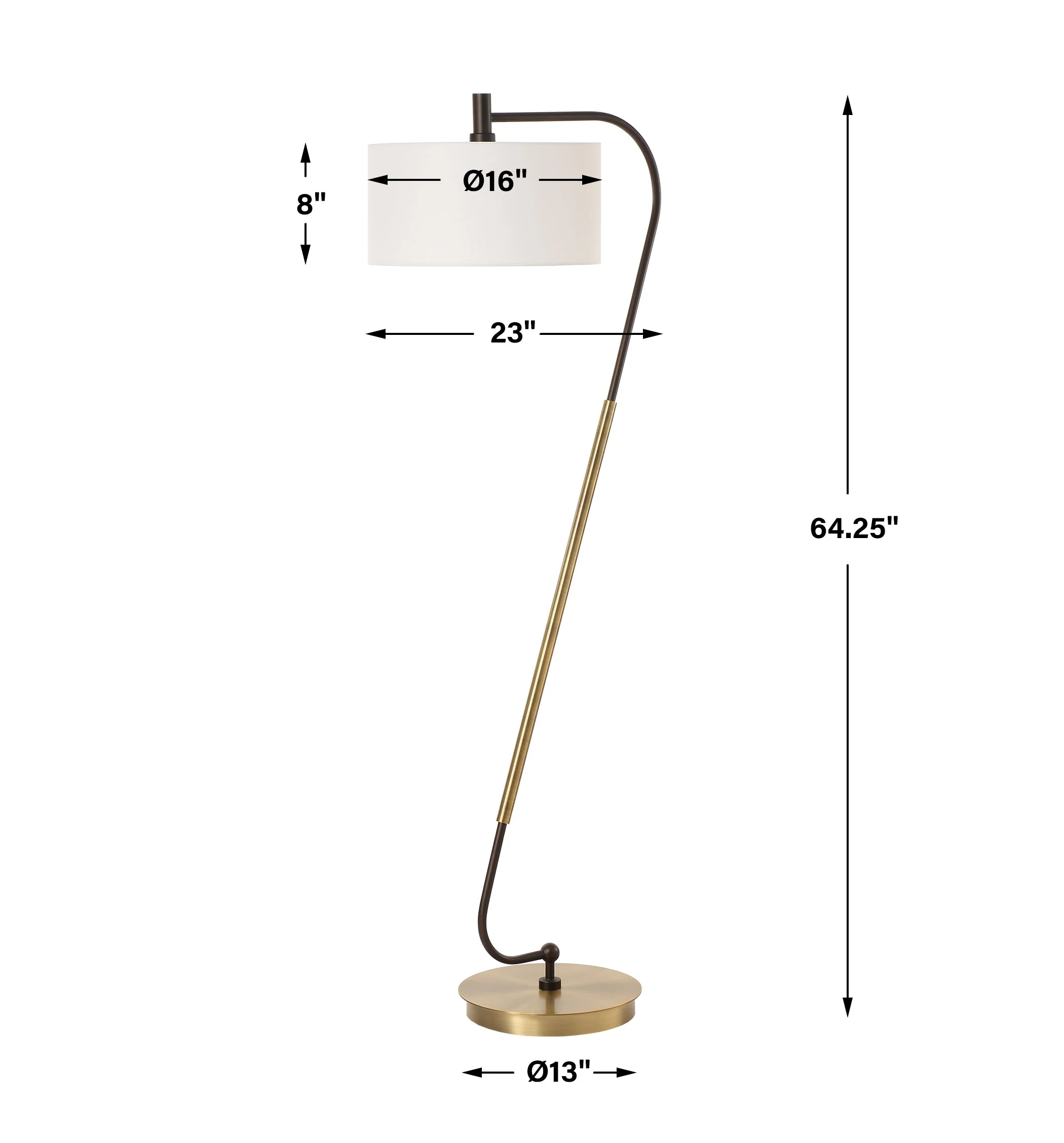 Uttermost Irwin Curved Brass Floor Lamp - Image 3