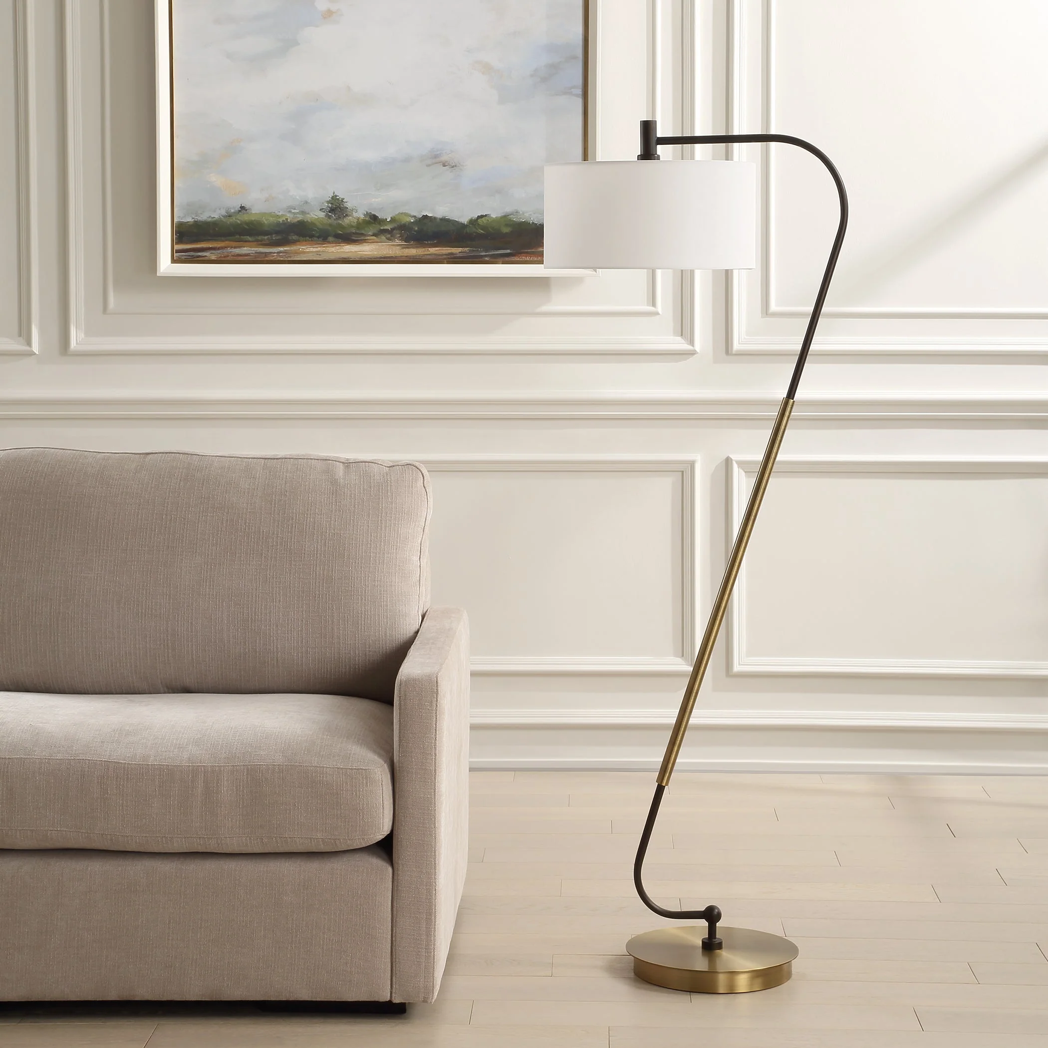 Uttermost Irwin Curved Brass Floor Lamp - Image 4