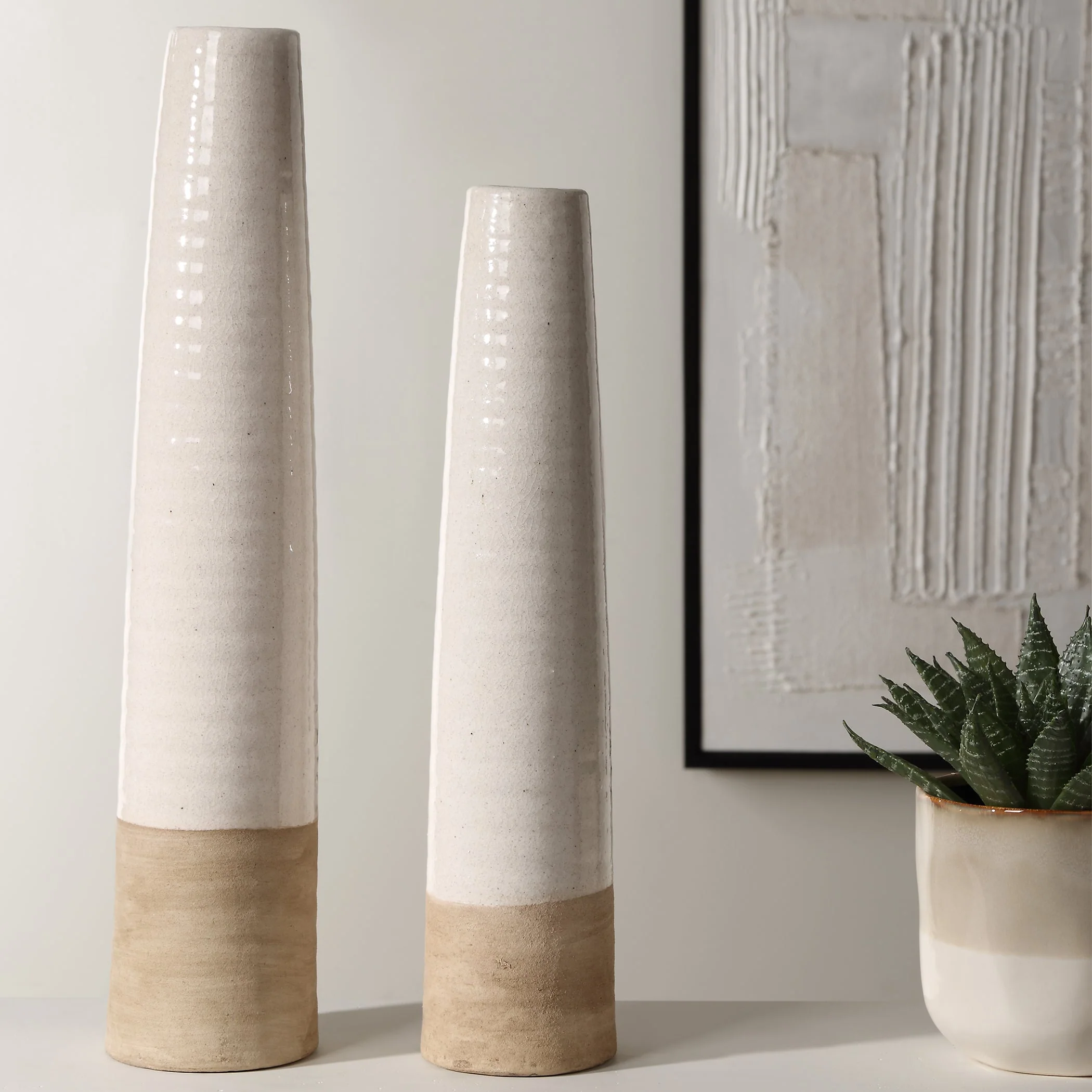 Uttermost Ivory Sands Ceramic Vases, S/2 - Image 2