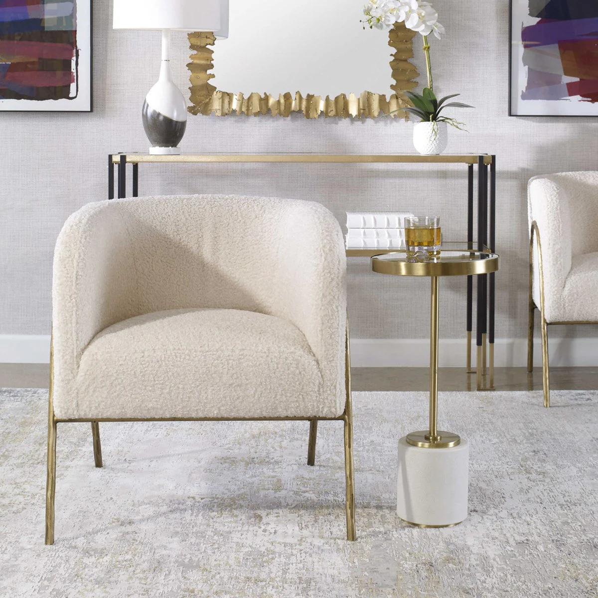 Uttermost Jacobsen Accent Chair, Shearling - Image 3