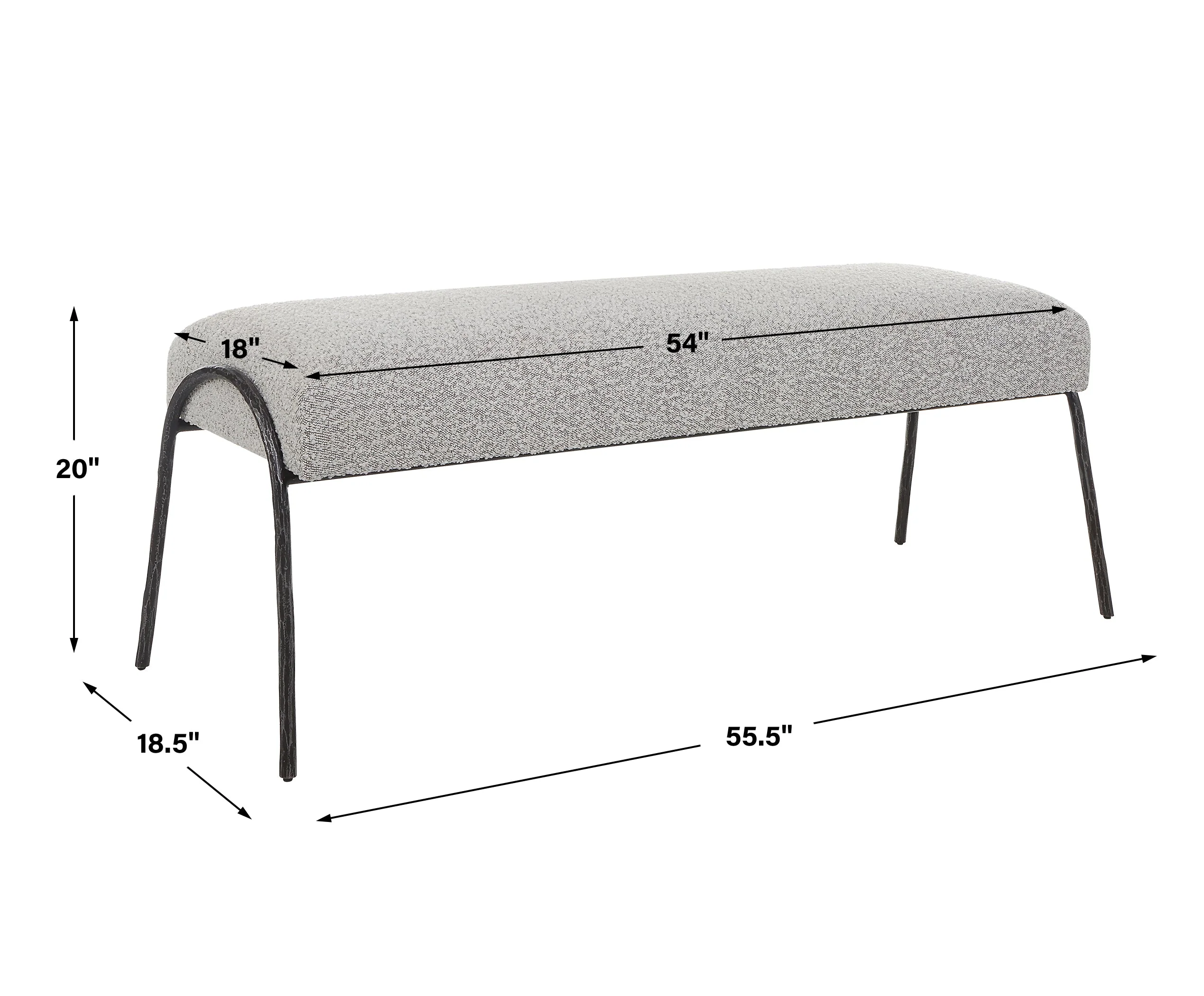 Uttermost Jacobsen Modern Gray Bench - Image 3