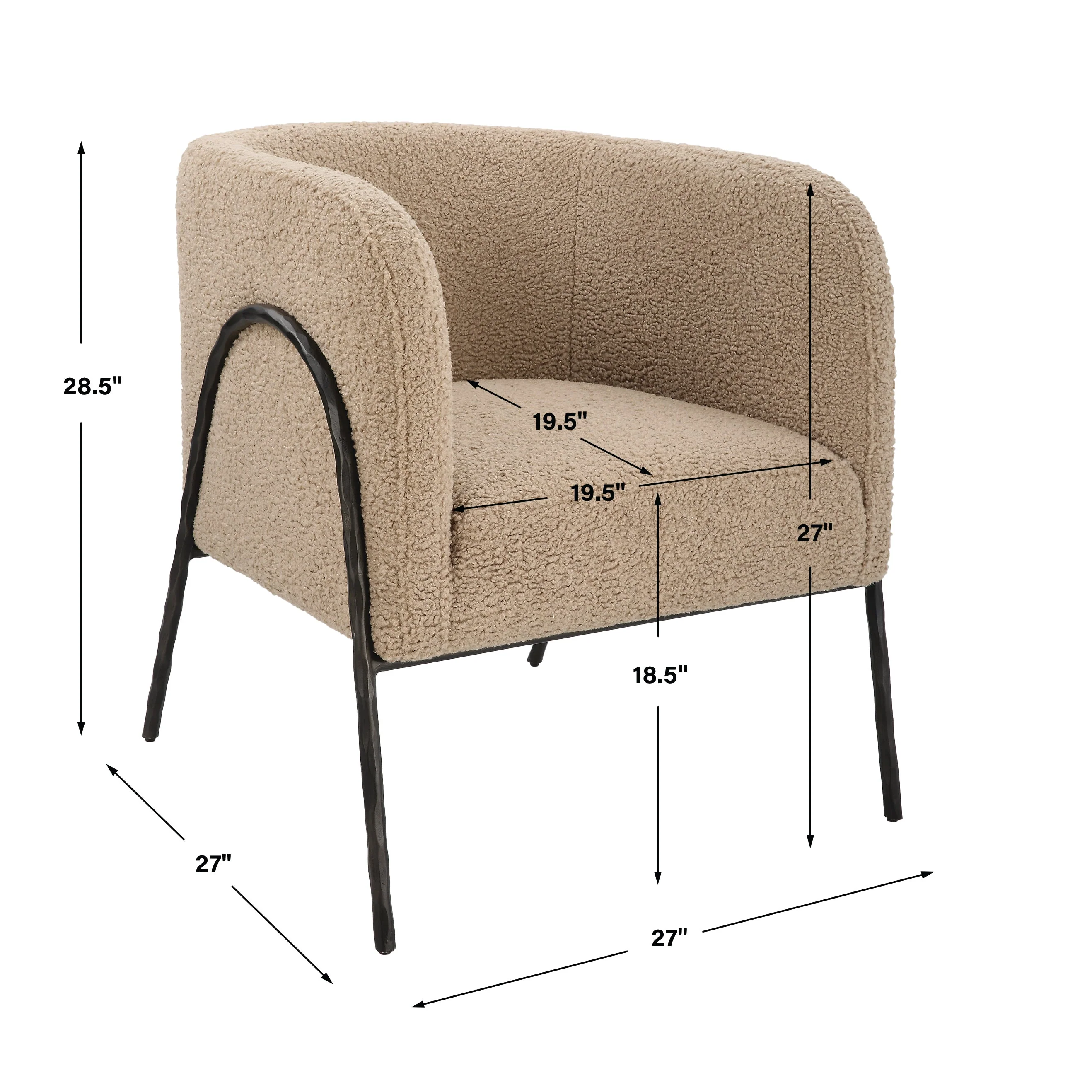 Uttermost Jacobsen Tan Shearling Barrel Chair - Image 3