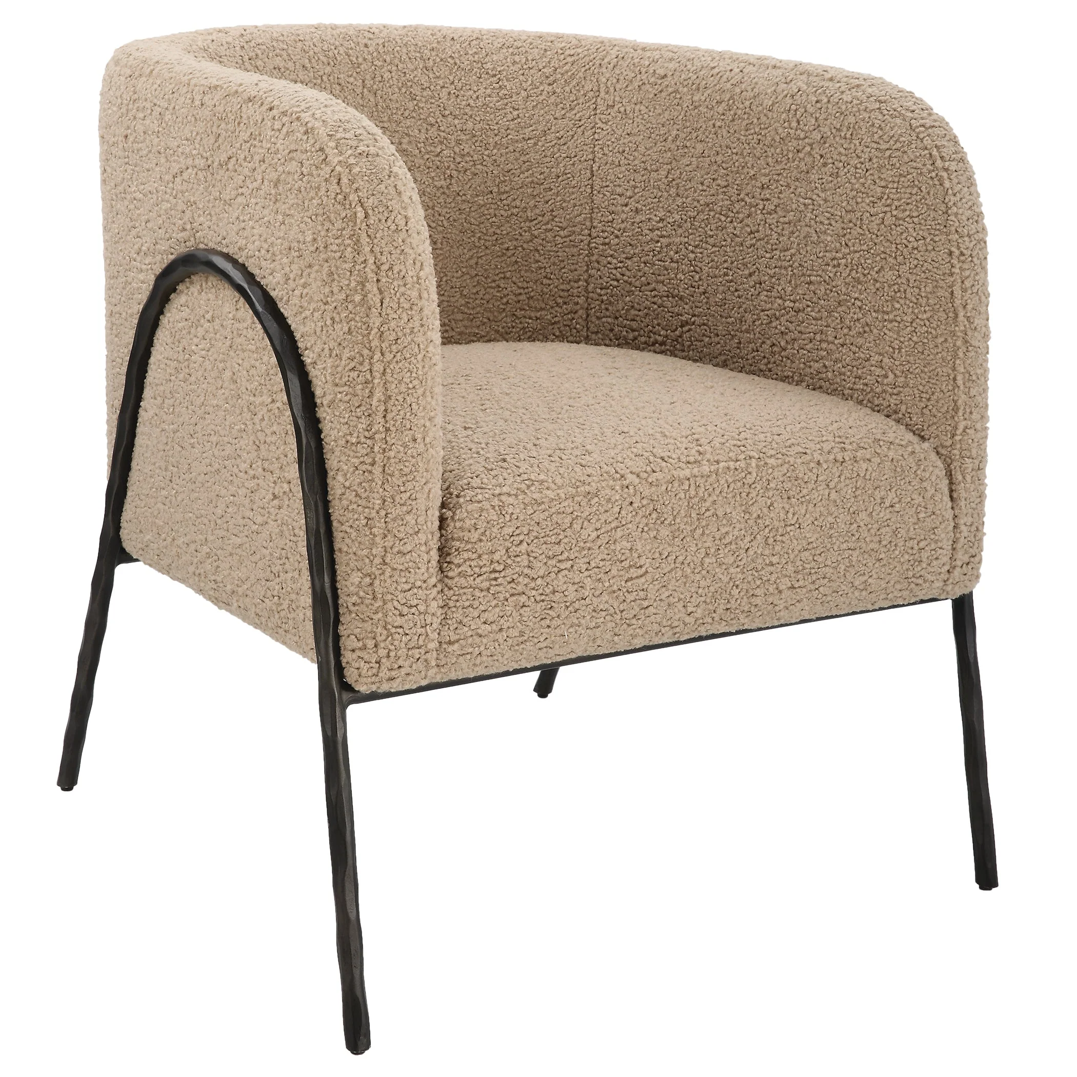 Uttermost Jacobsen Tan Shearling Barrel Chair - Image 4