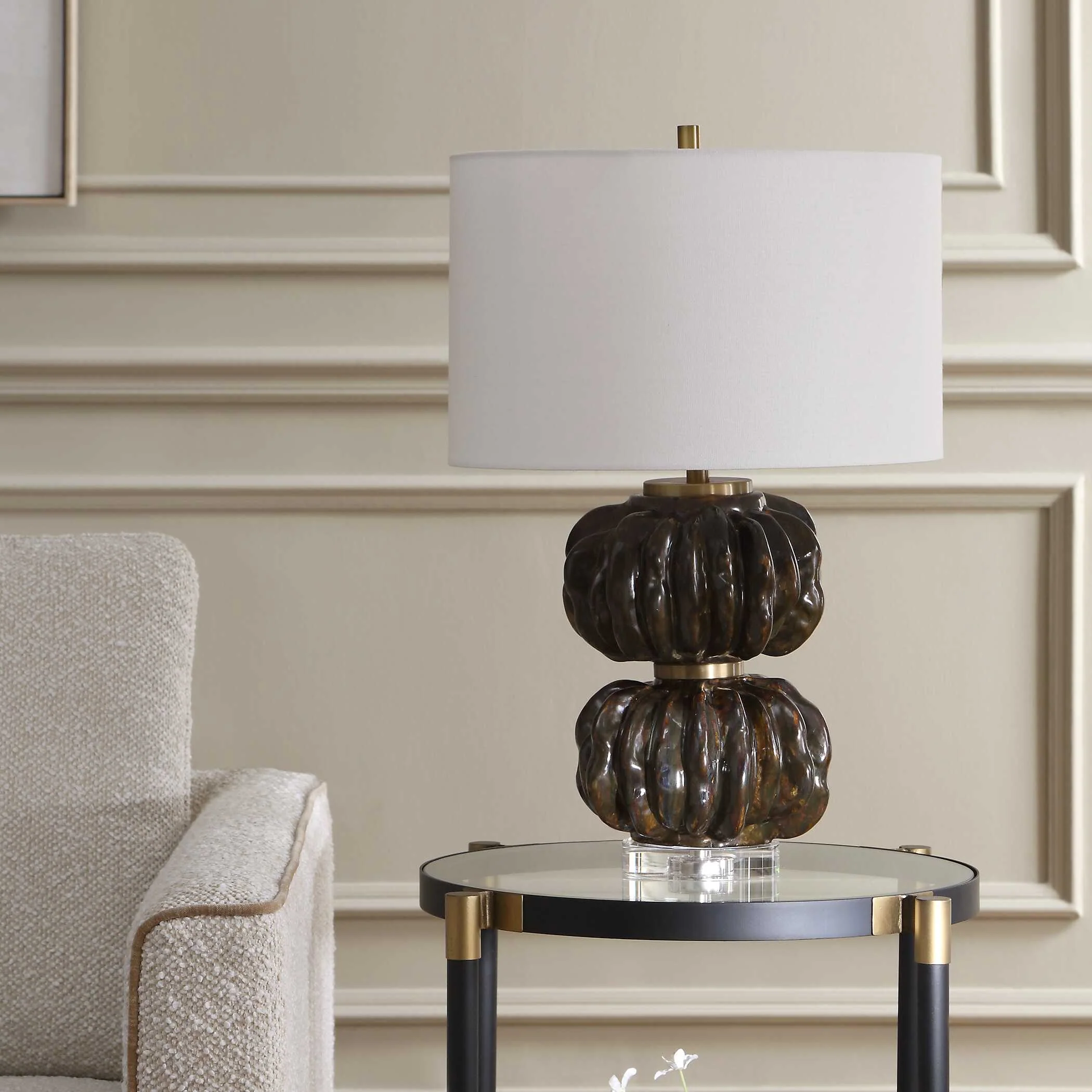 Uttermost Jaudon Stacked Bronze Table Lamp - Image 3