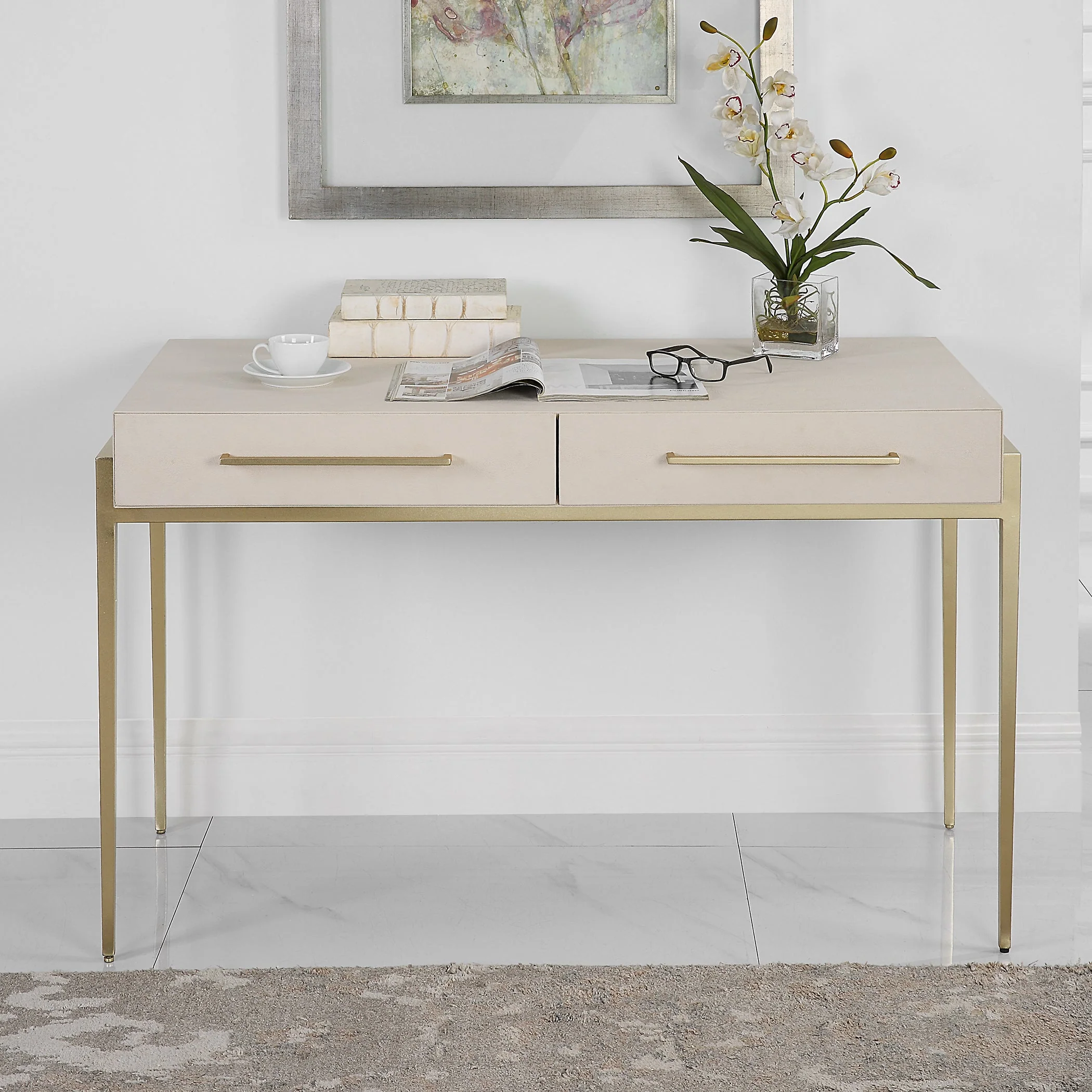 Uttermost Jewel Modern White Desk - Image 4