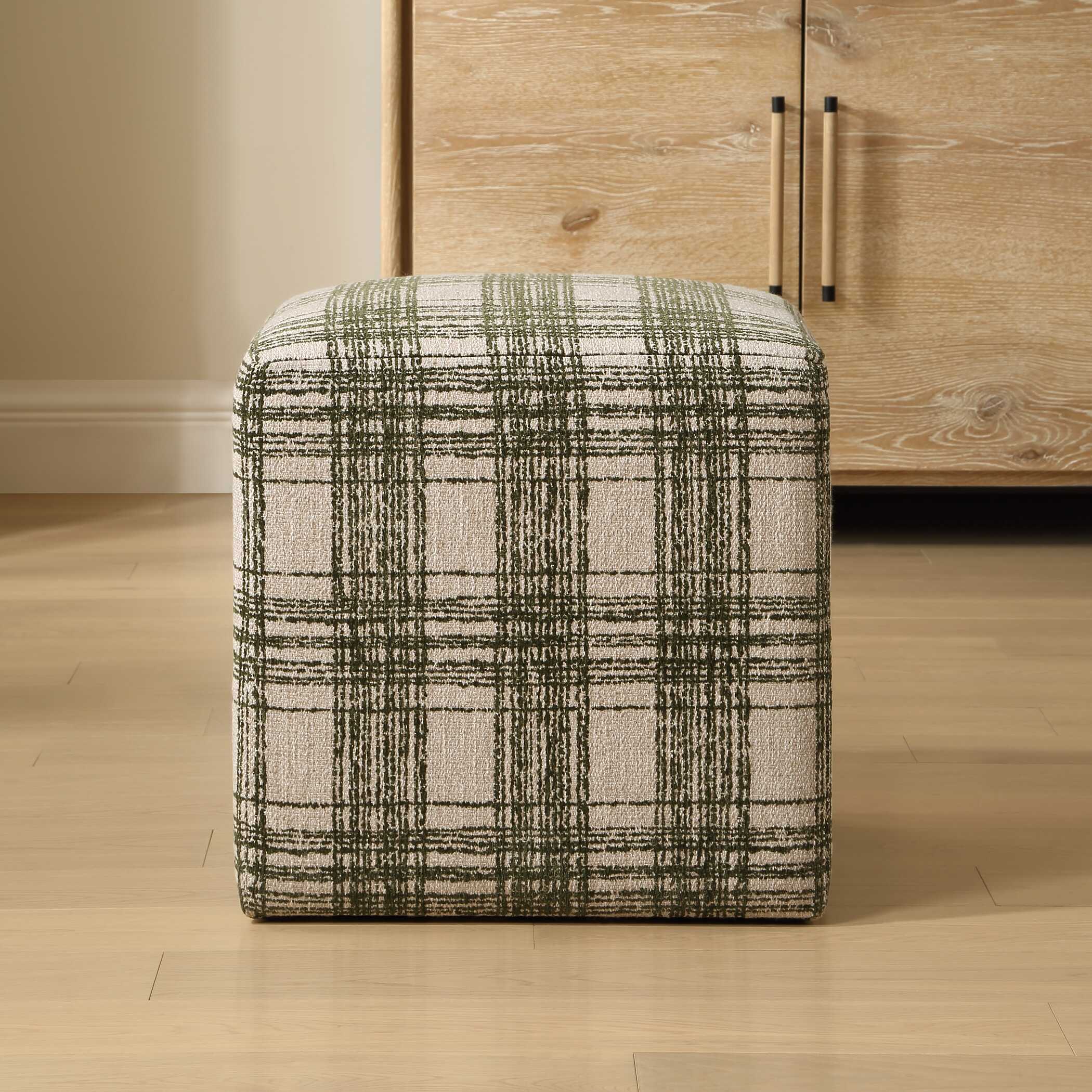 Uttermost Joie Ireland Plaid Ottoman - Image 3