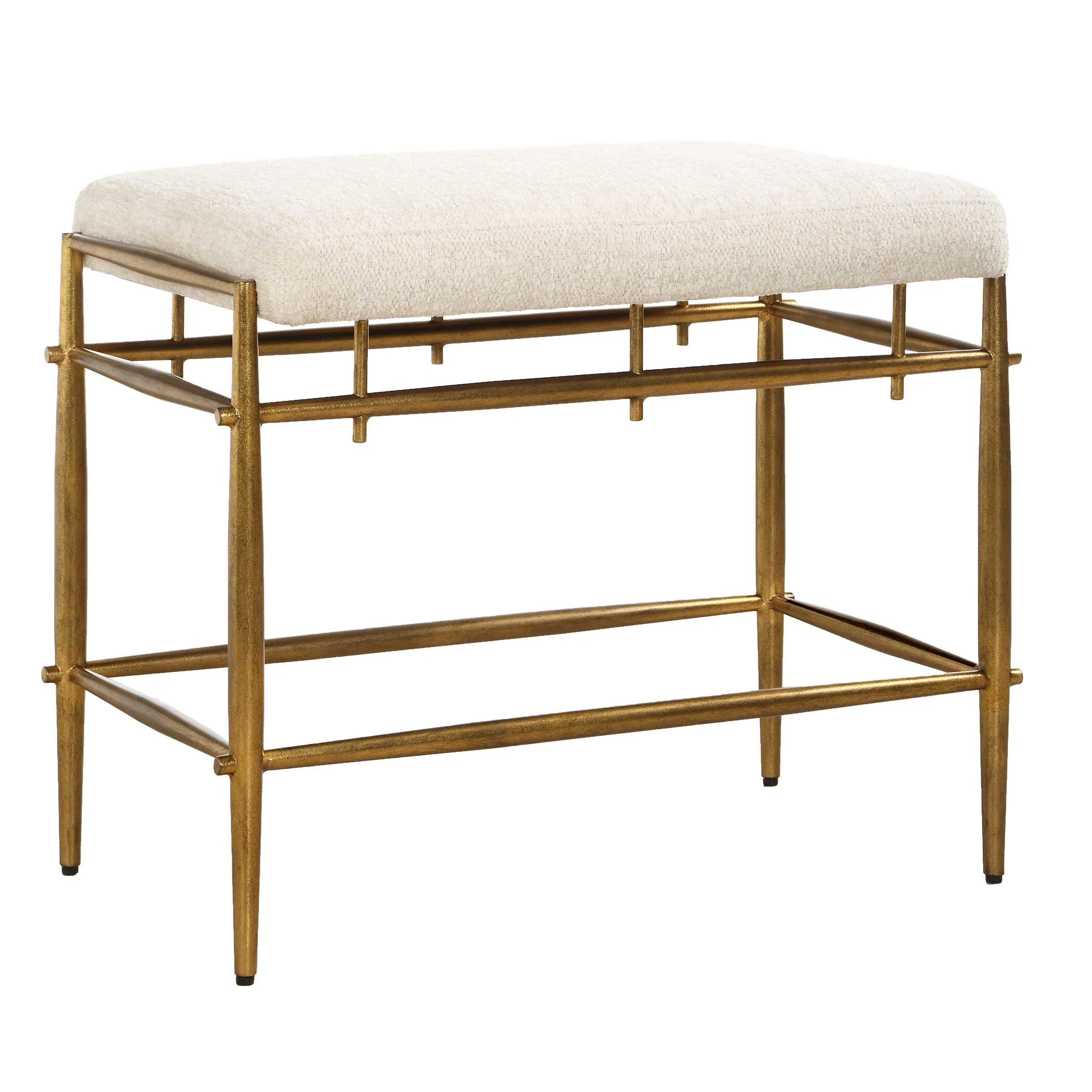 Uttermost Karleen Plush White Small Brass Bench - Image 3