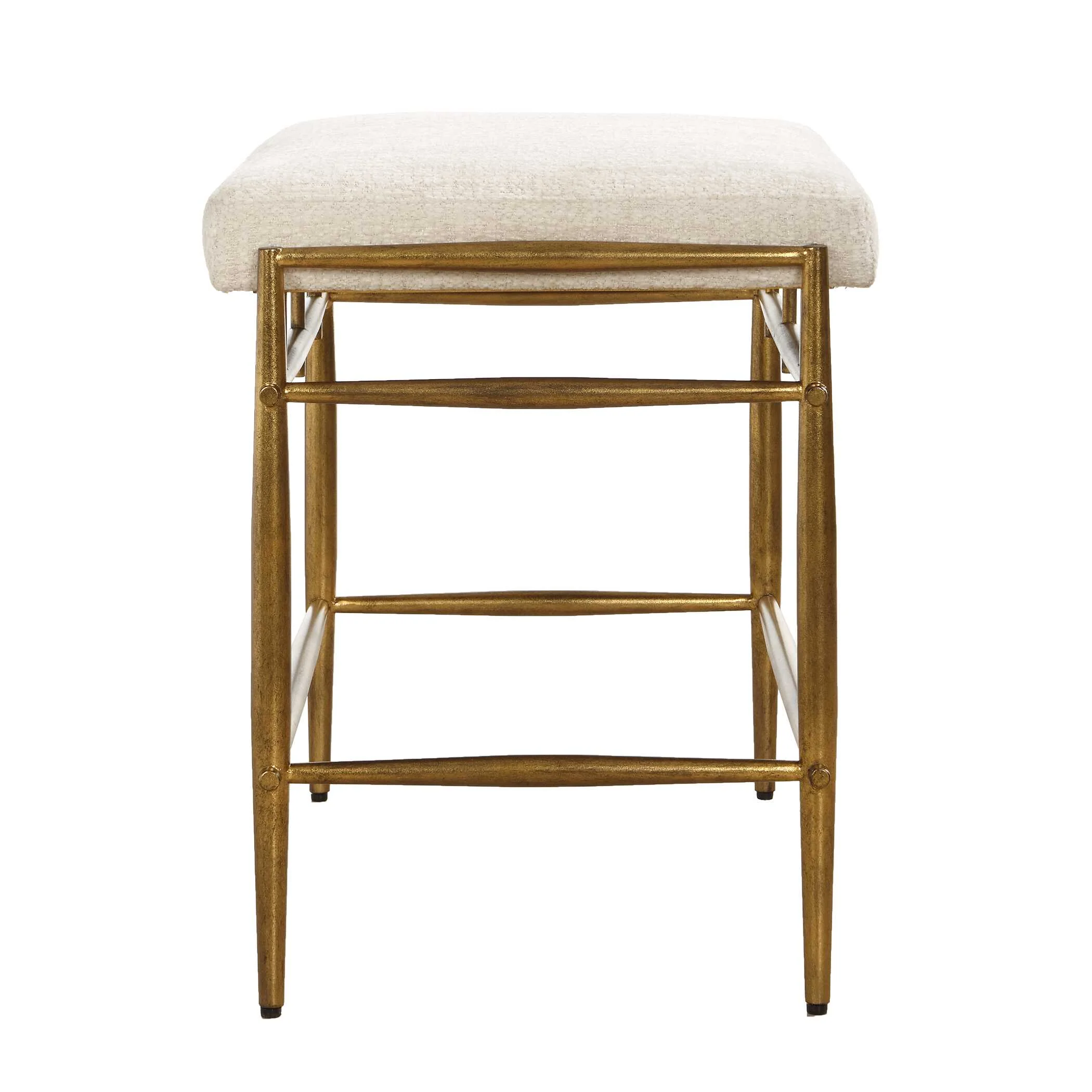Uttermost Karleen Plush White Small Brass Bench - Image 4