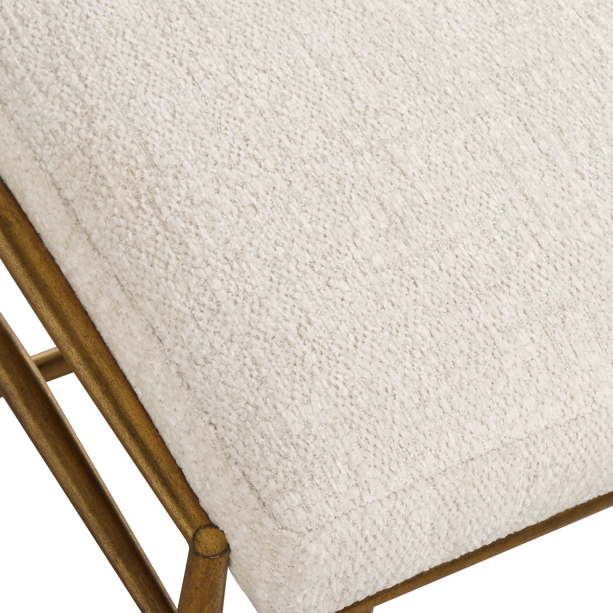 Uttermost Karleen Plush White Small Brass Bench - Image 5