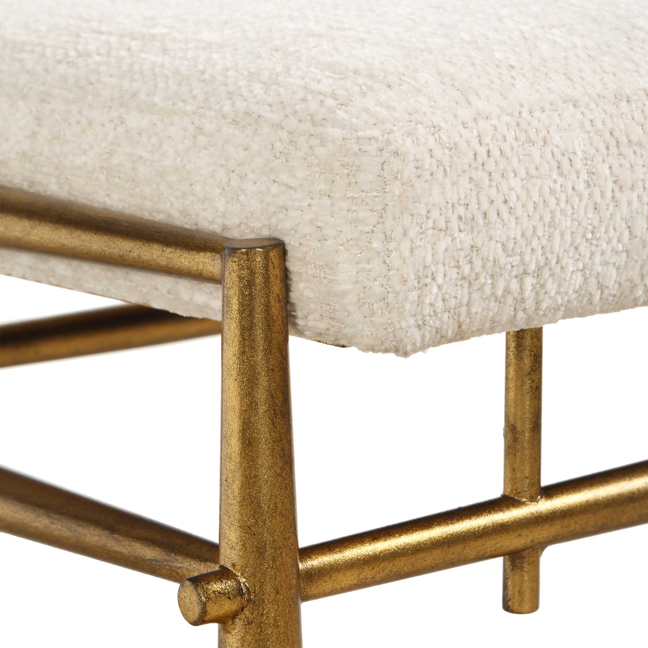 Uttermost Karleen Plush White Small Brass Bench - Image 6