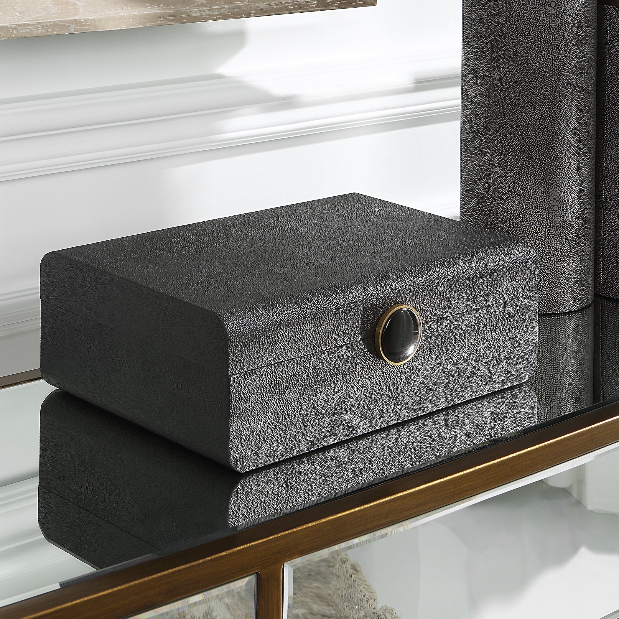 Uttermost Lalique Black Shagreen Box - Image 3