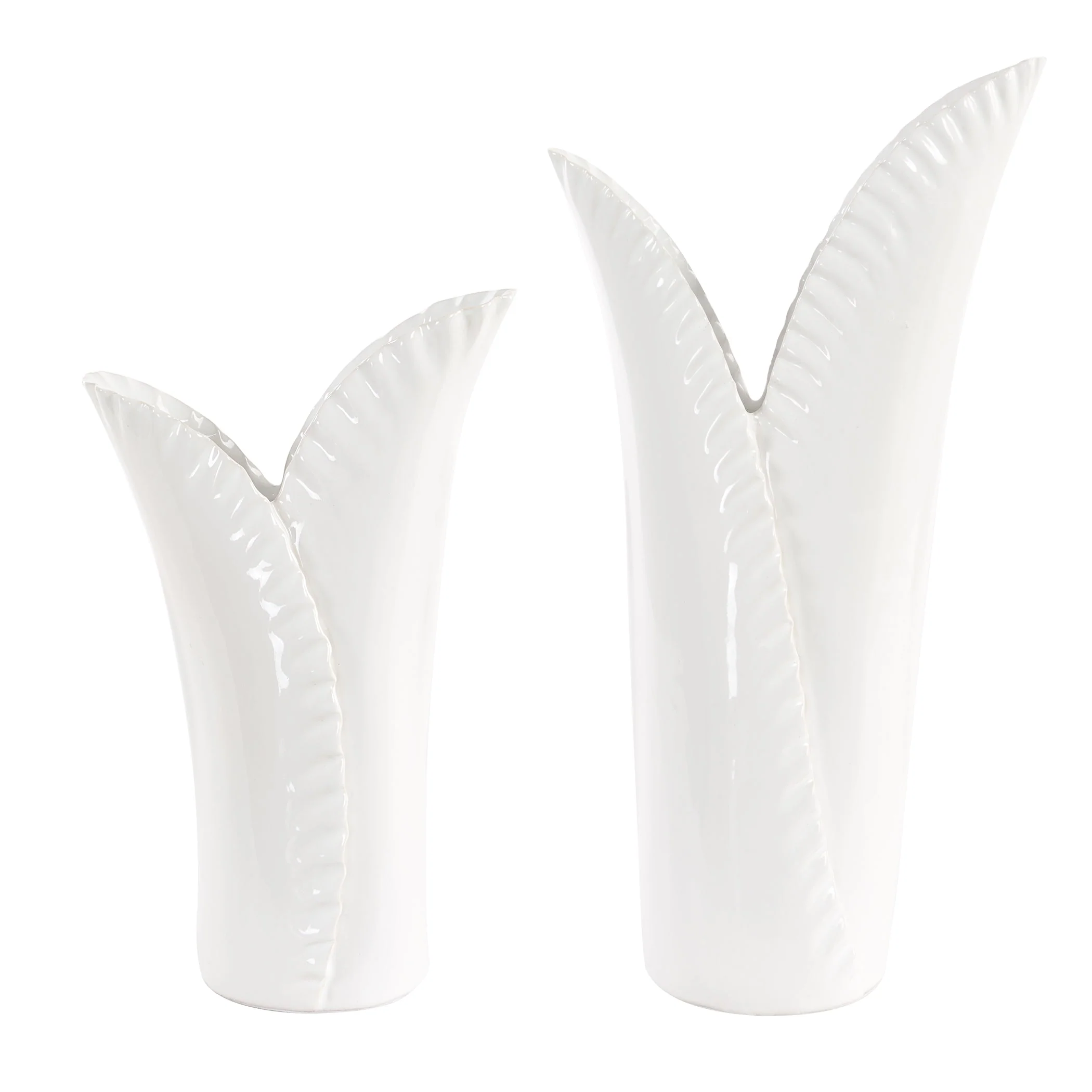 Uttermost Leafscape White Vases Set/2 - Image 4