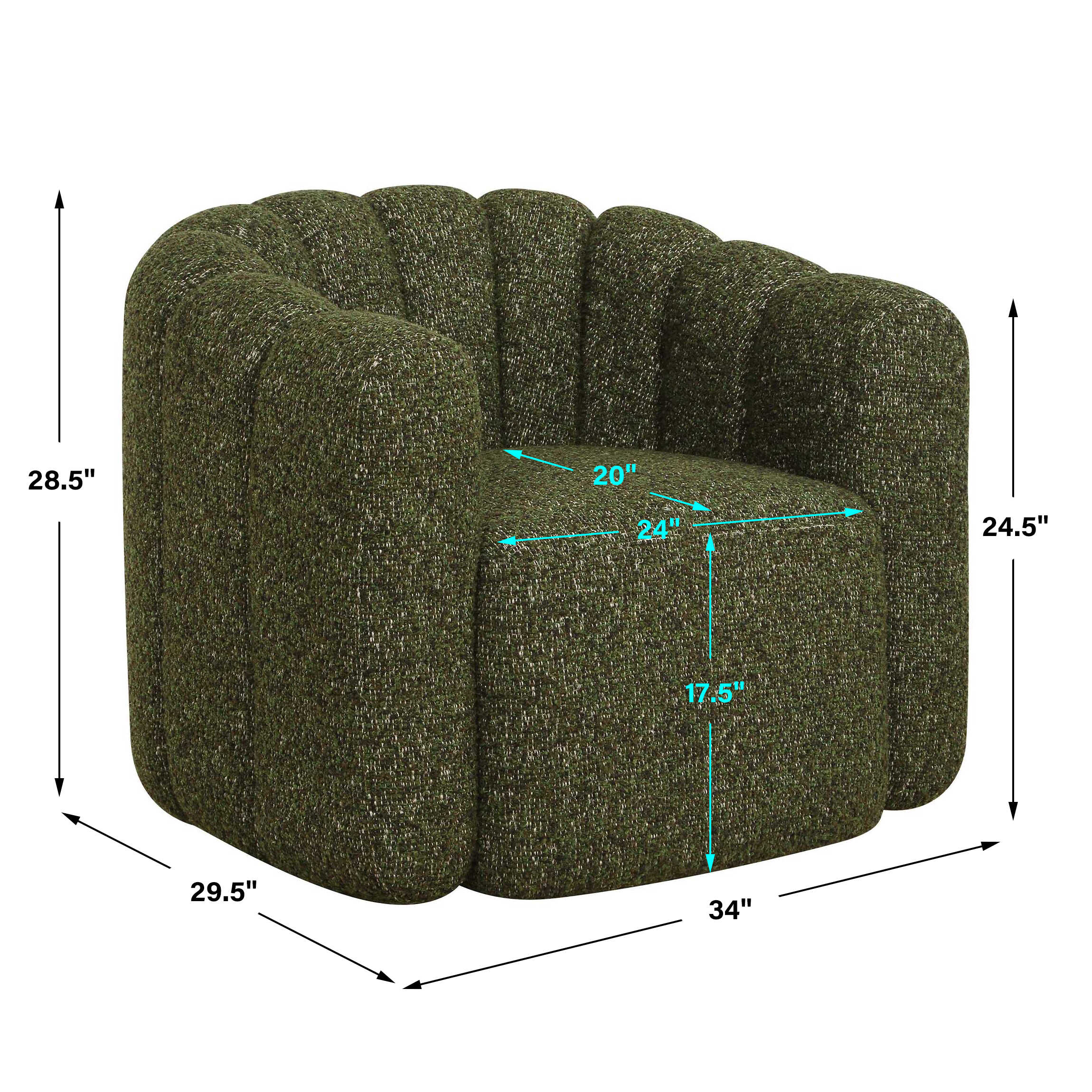 Uttermost Lenoir Upholstered Green Swivel Chair - Image 3