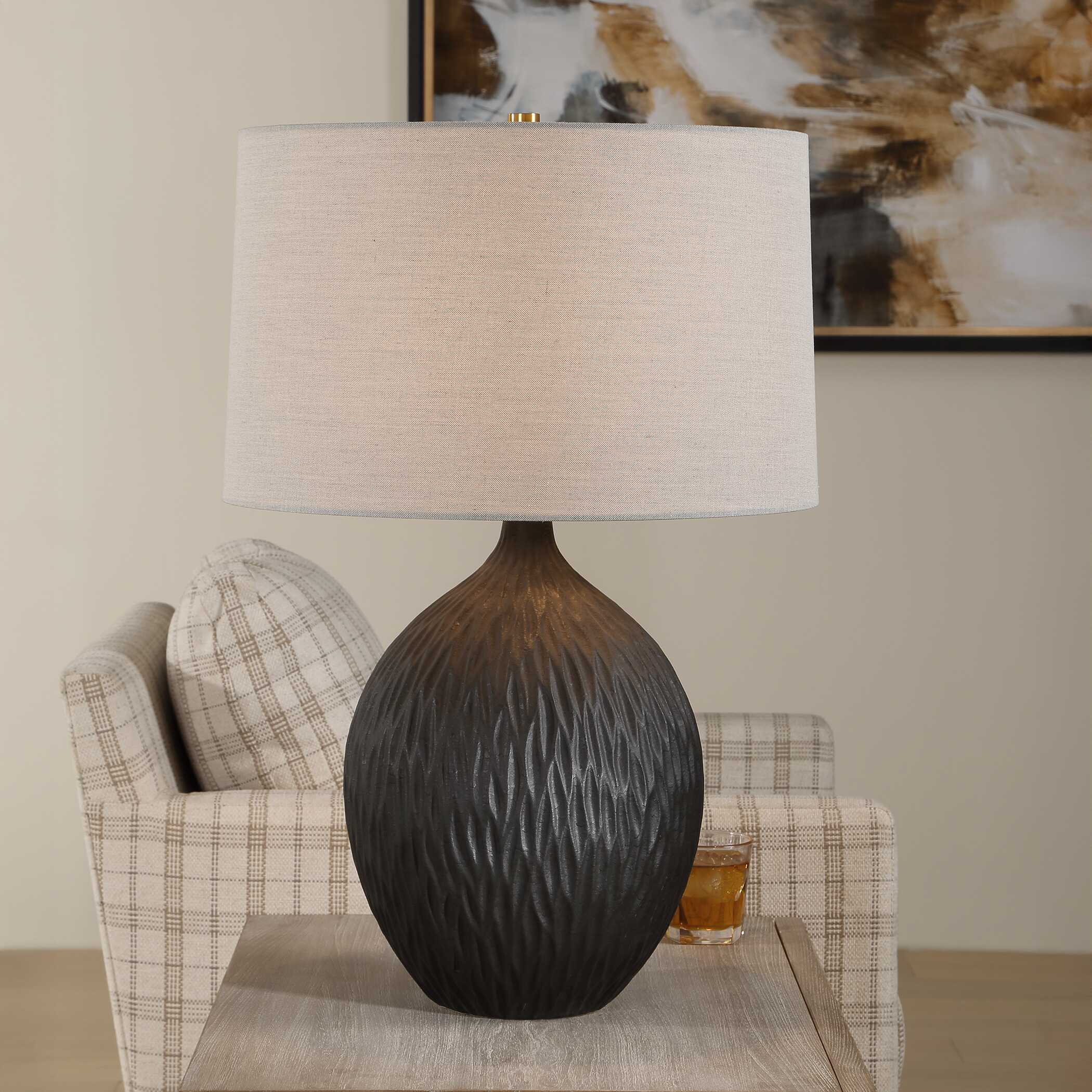 Uttermost Levee Satin Black Table Lamp - Image 3