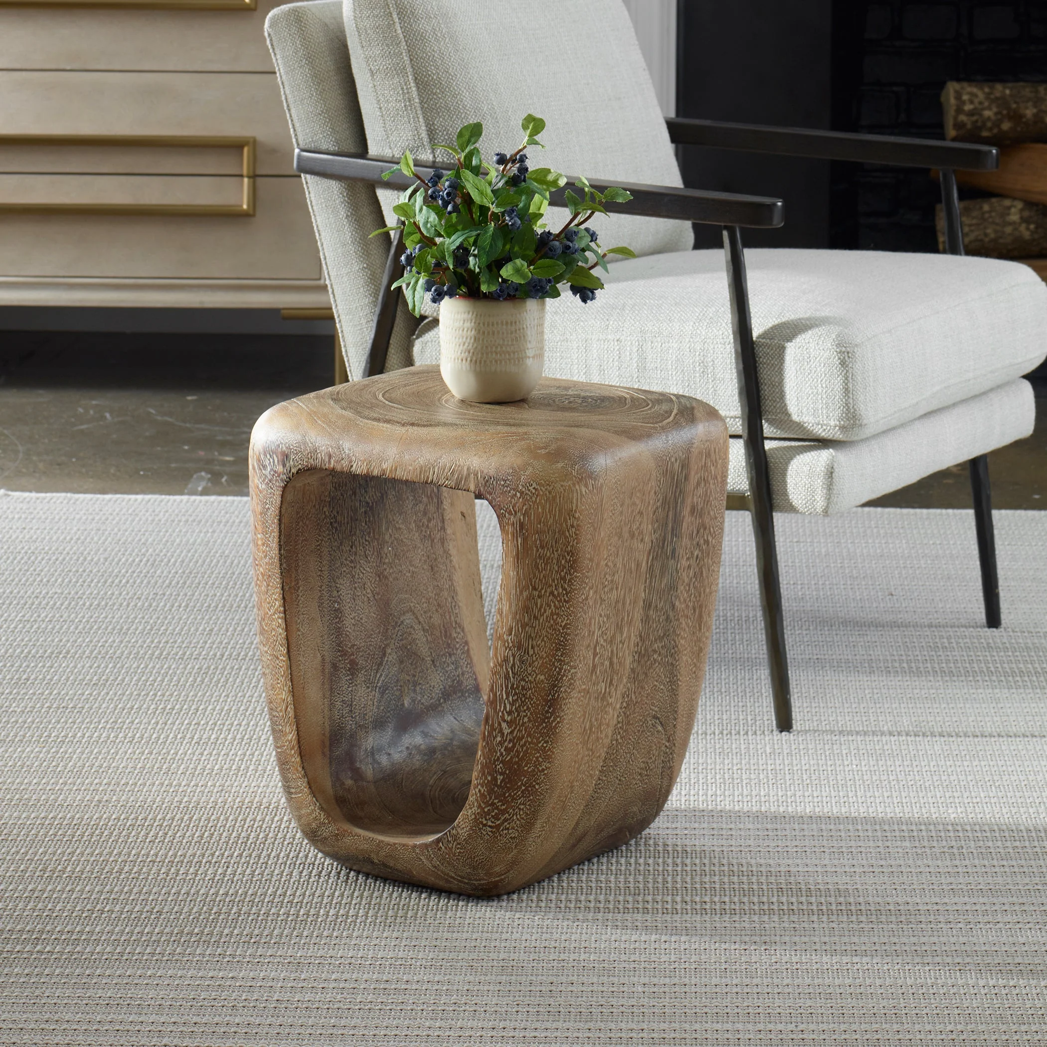 Uttermost Loophole Bleached Wash Accent Stool - Image 4