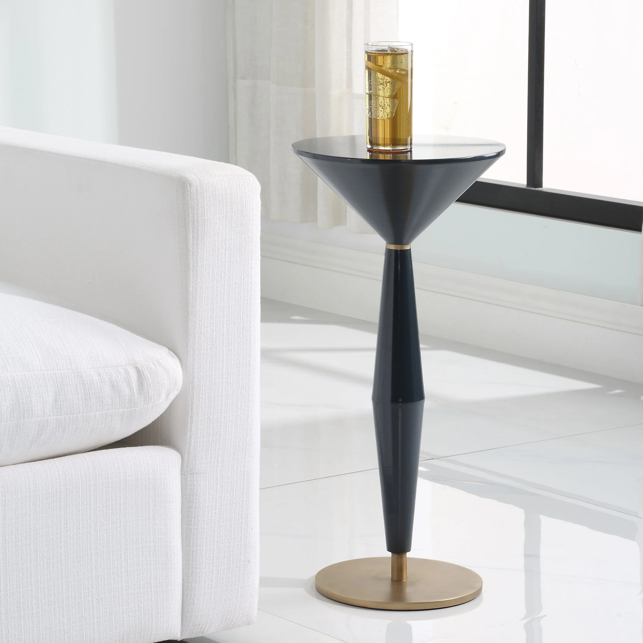 Uttermost Luster Navy Blue Accent Table - Image 4