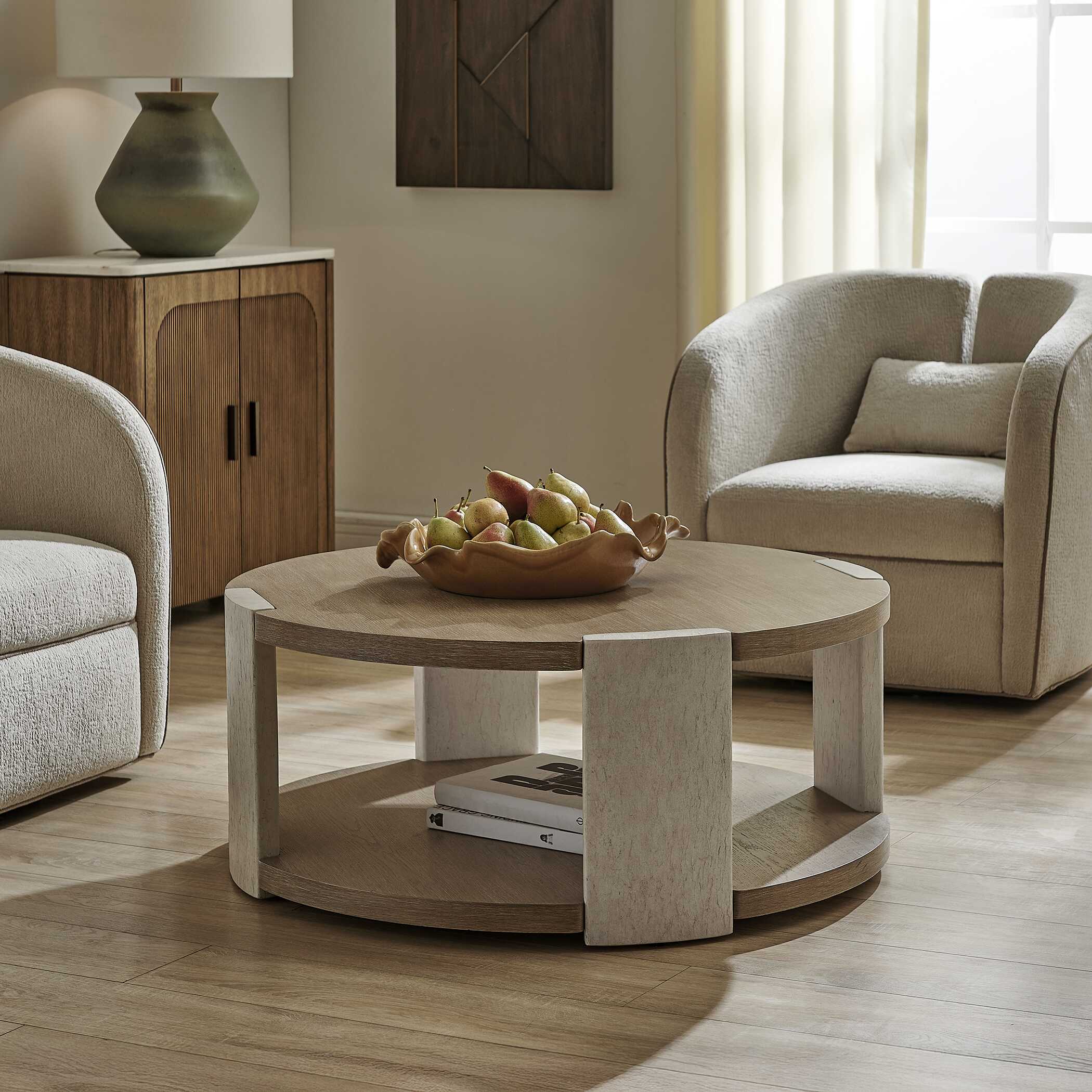 Uttermost Maulet Round Oak Coffee Table - Image 2