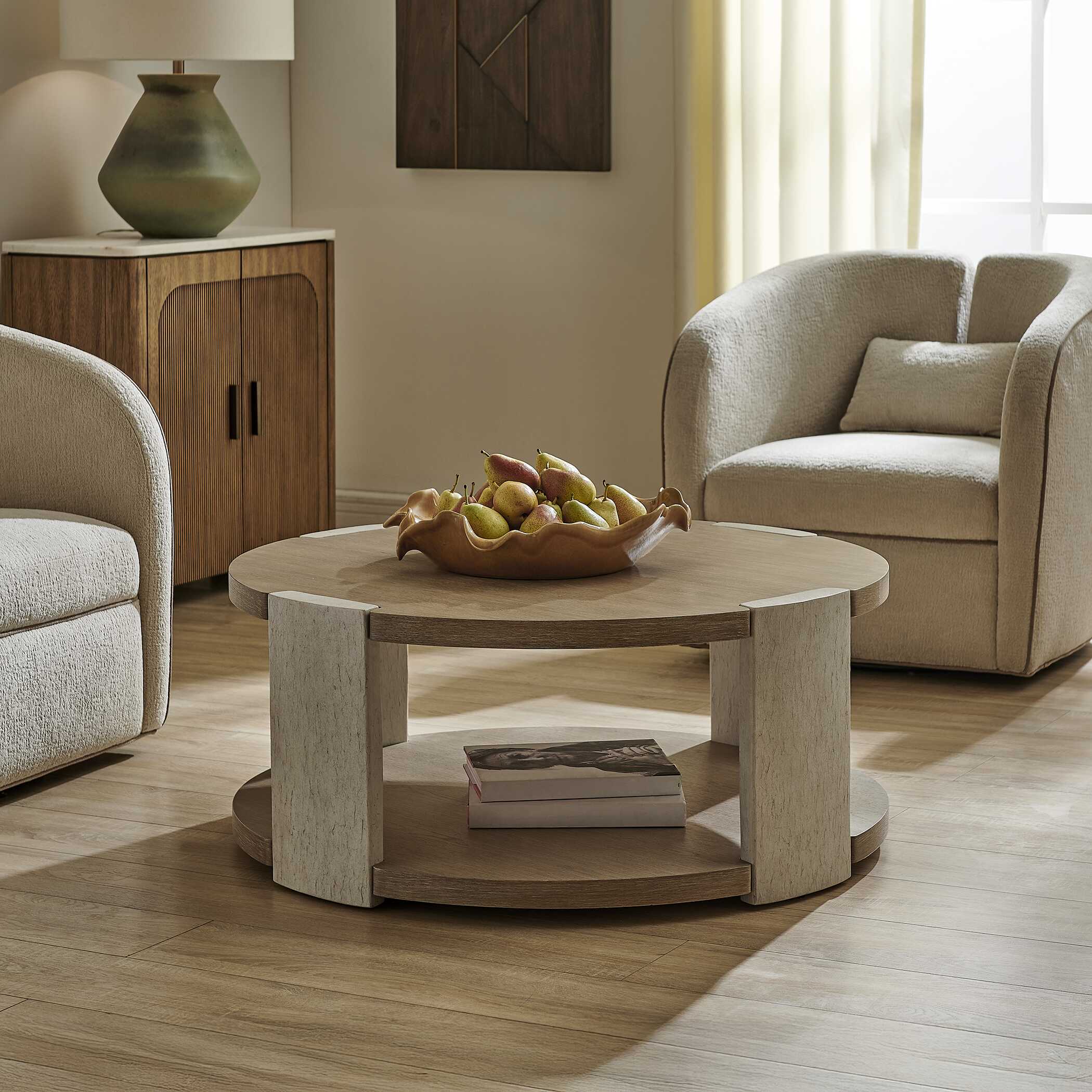 Uttermost Maulet Round Oak Coffee Table - Image 3