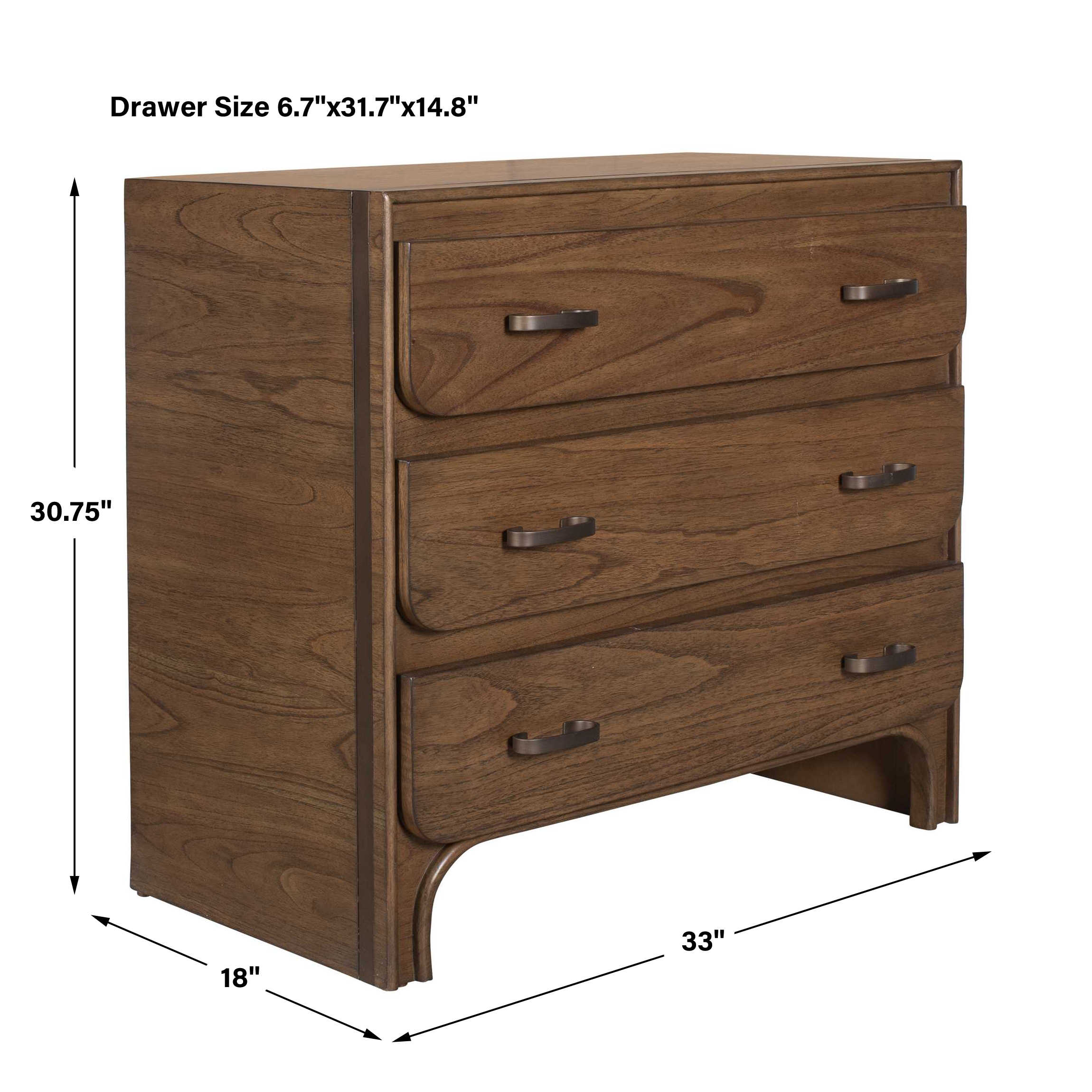 Uttermost McKagan 3 Drawer Mindi Wood Chest - Image 3