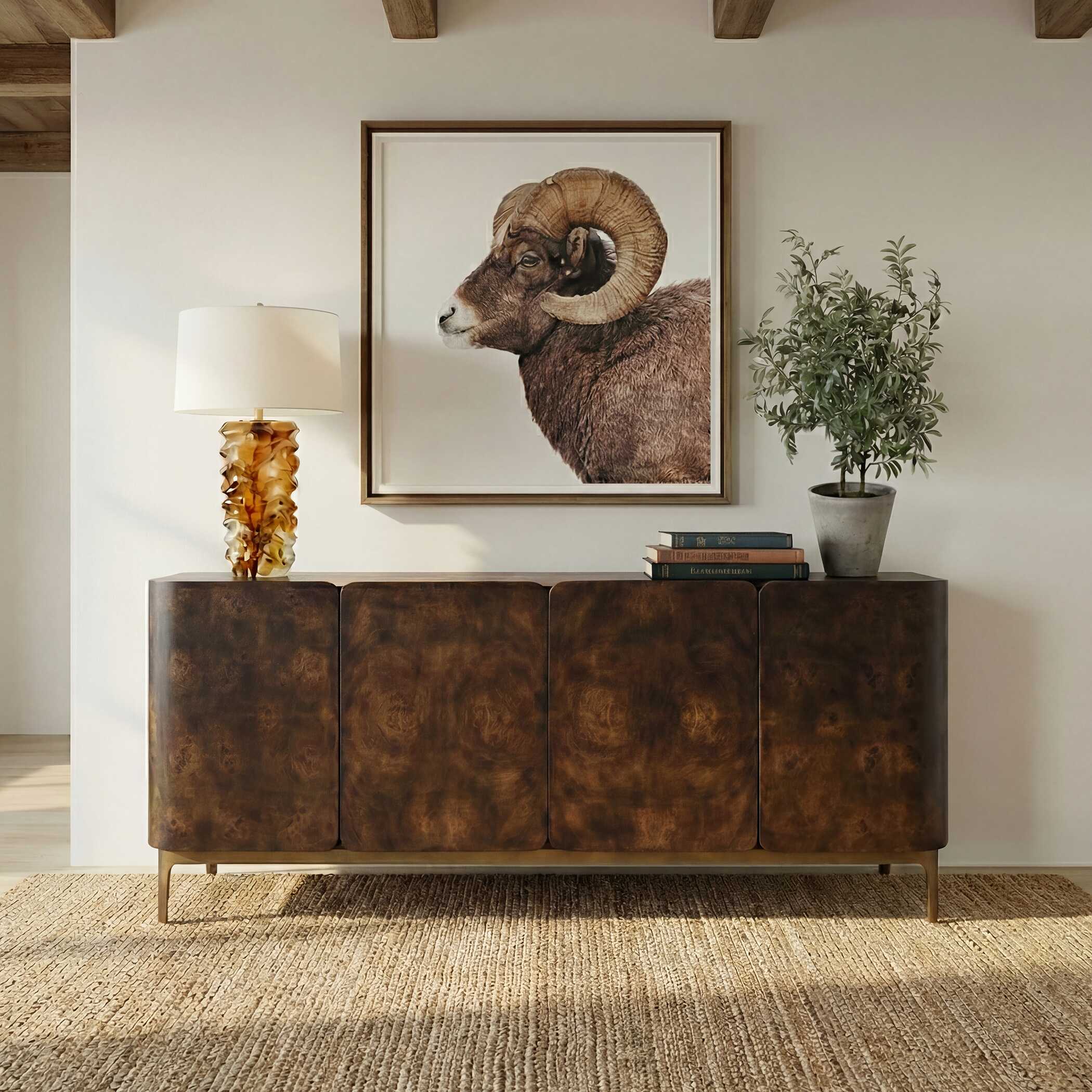 Uttermost Melbourne Mappa Burl 4 Door Cabinet - Image 2