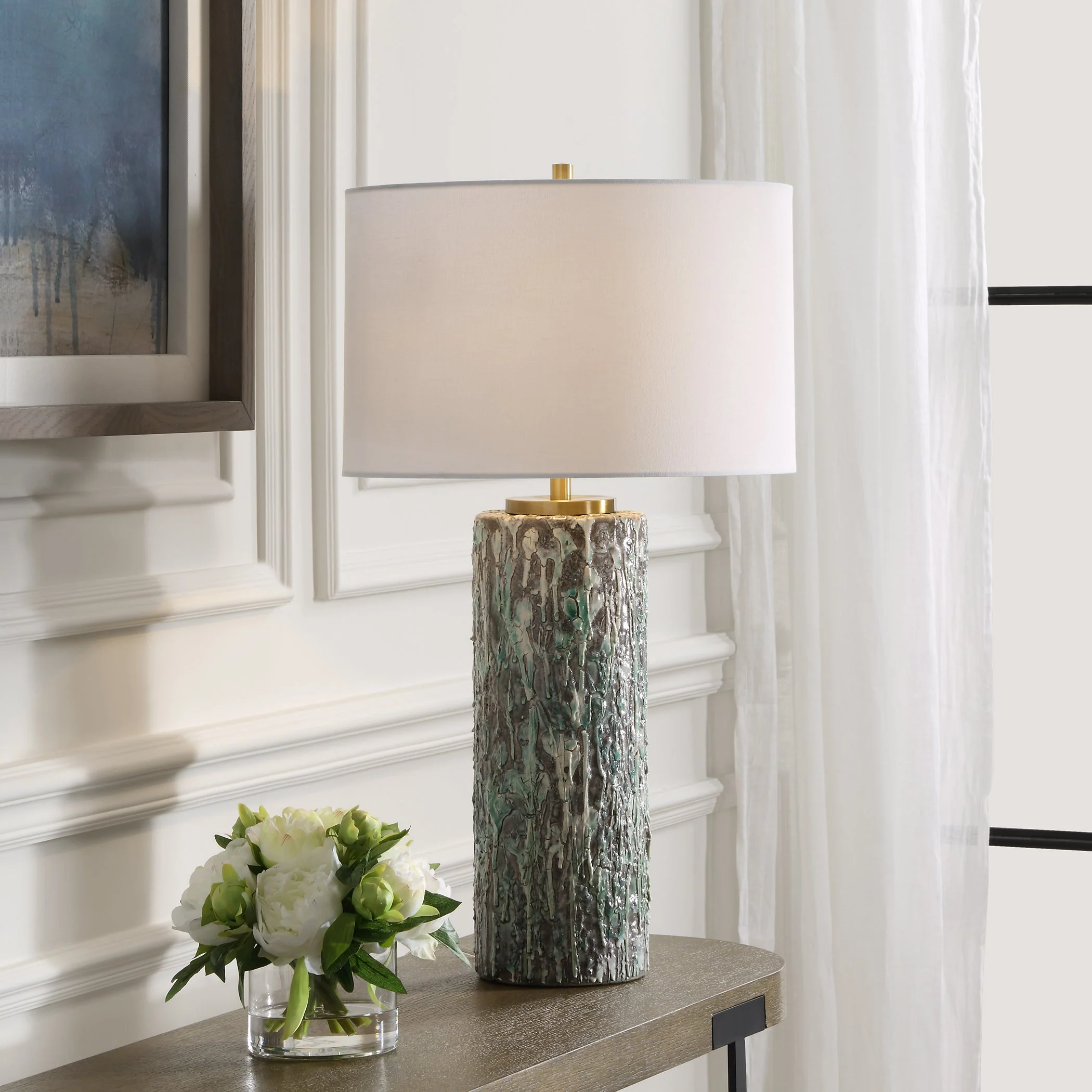 Uttermost Meltdown Ivory Teal Table Lamp - Image 2