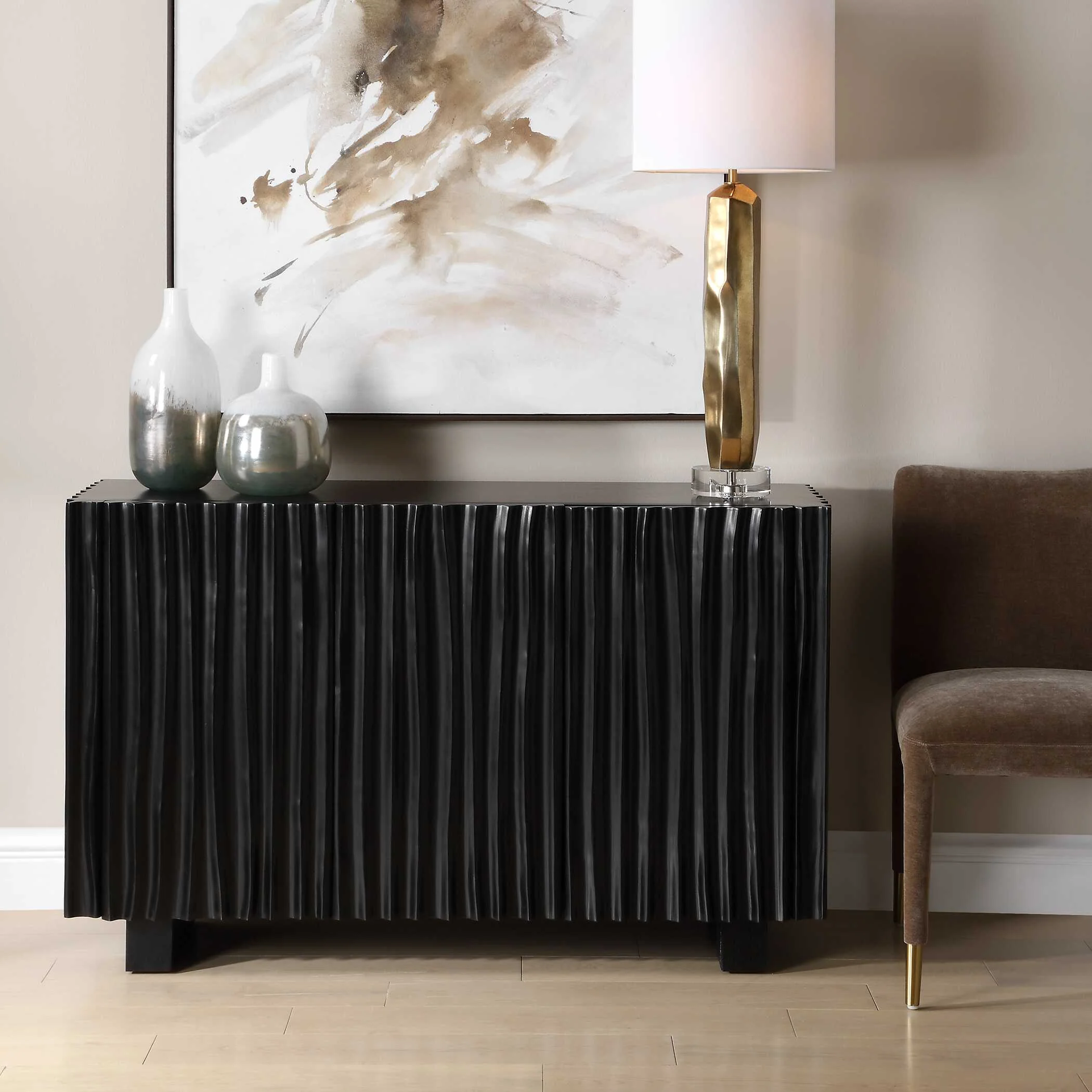Uttermost Mercado Black 3 Door Cabinet - Image 2