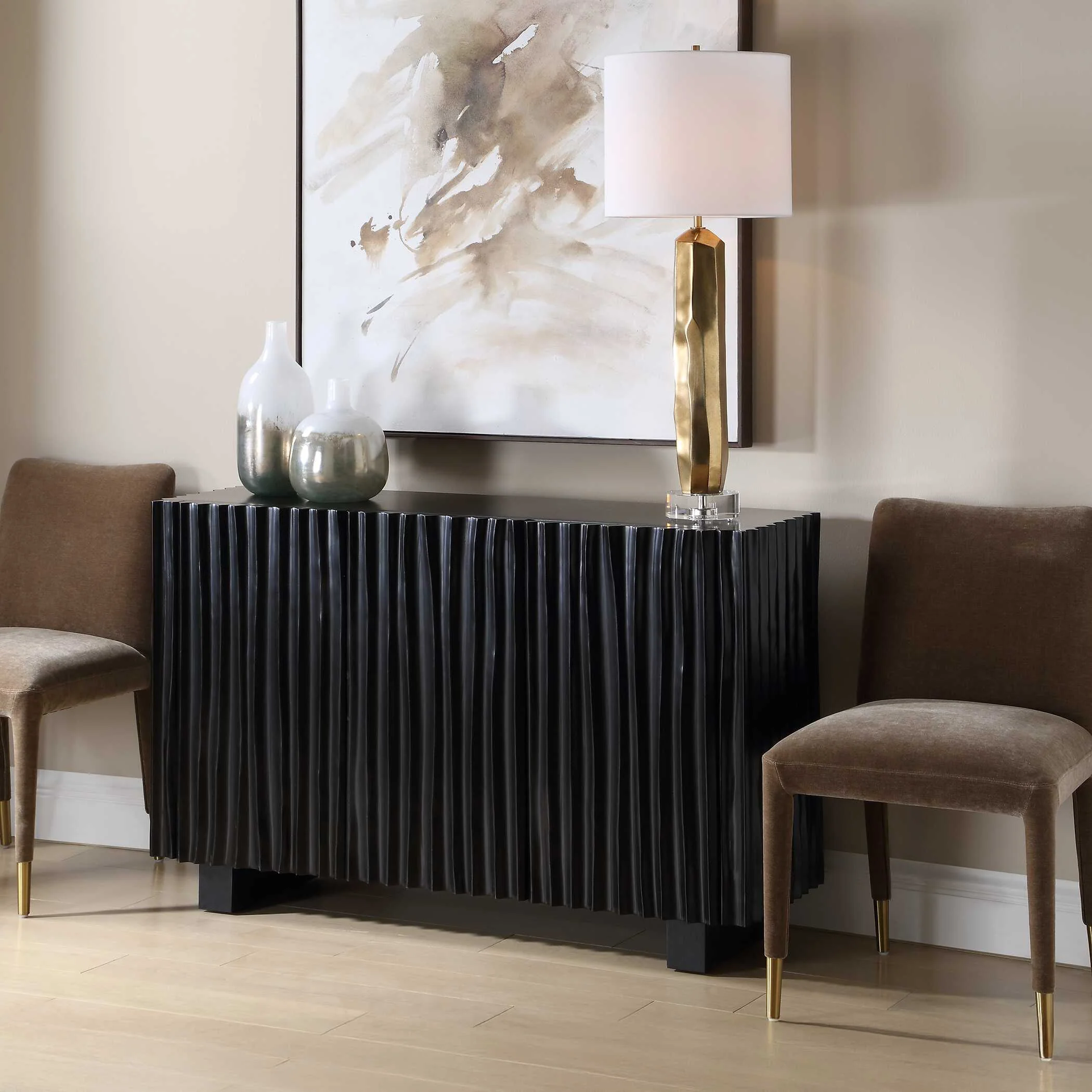 Uttermost Mercado Black 3 Door Cabinet - Image 3