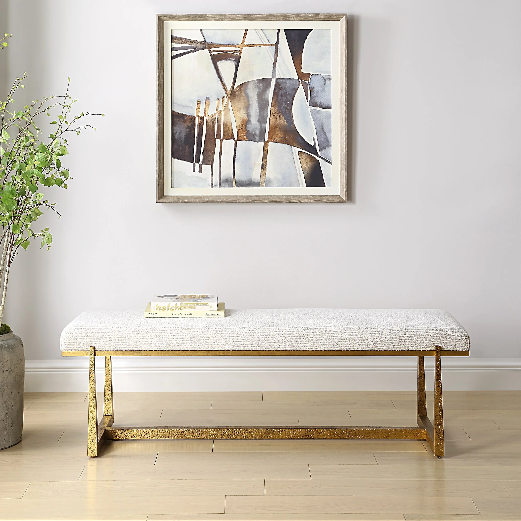 Uttermost Midas Antique Gold Bench - Image 2