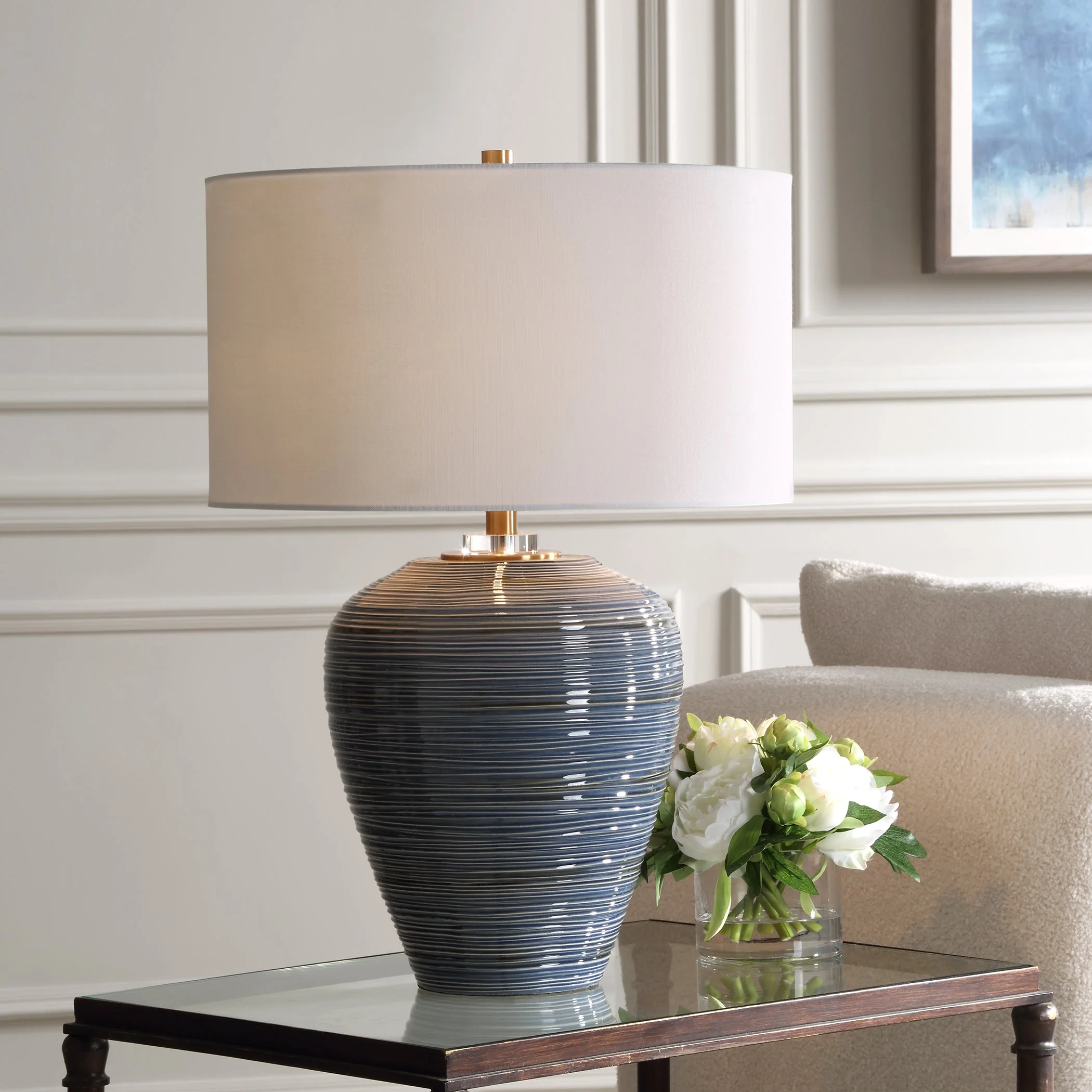 Uttermost Moher Glossy Blue Table Lamp - Image 2