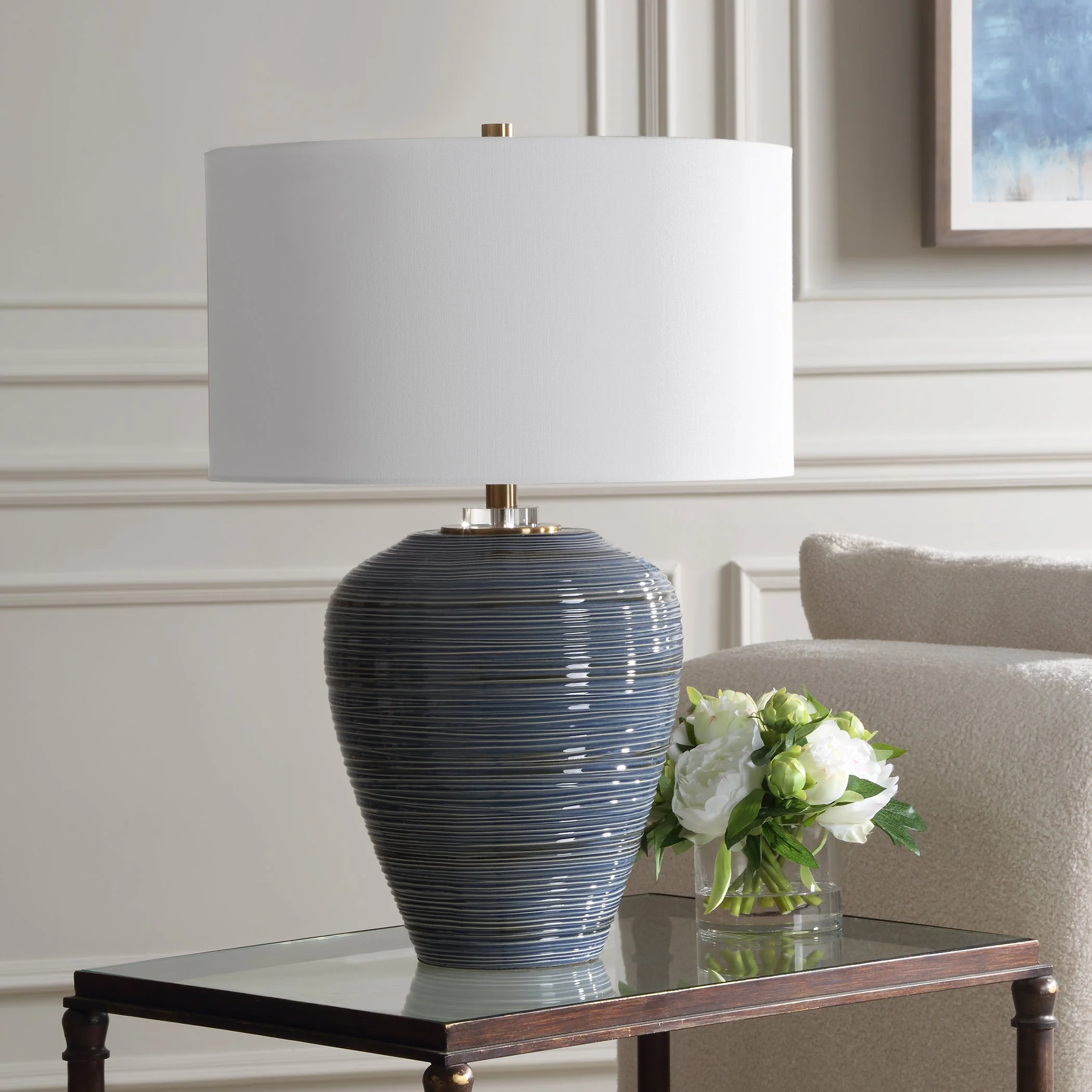 Uttermost Moher Glossy Blue Table Lamp - Image 4